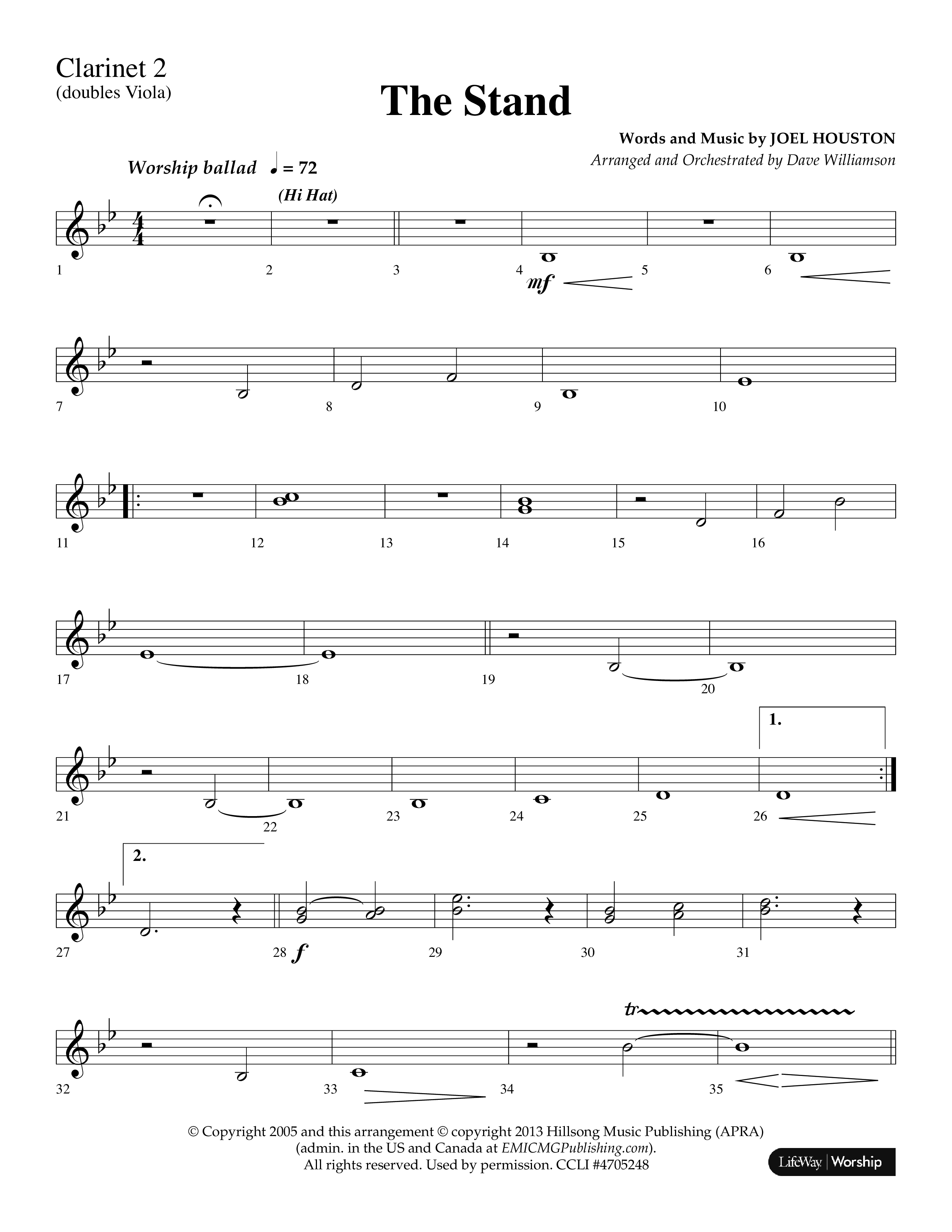 The Stand (Choral Anthem SATB) Clarinet 1/2 (Lifeway Choral / Arr. Dave Williamson)