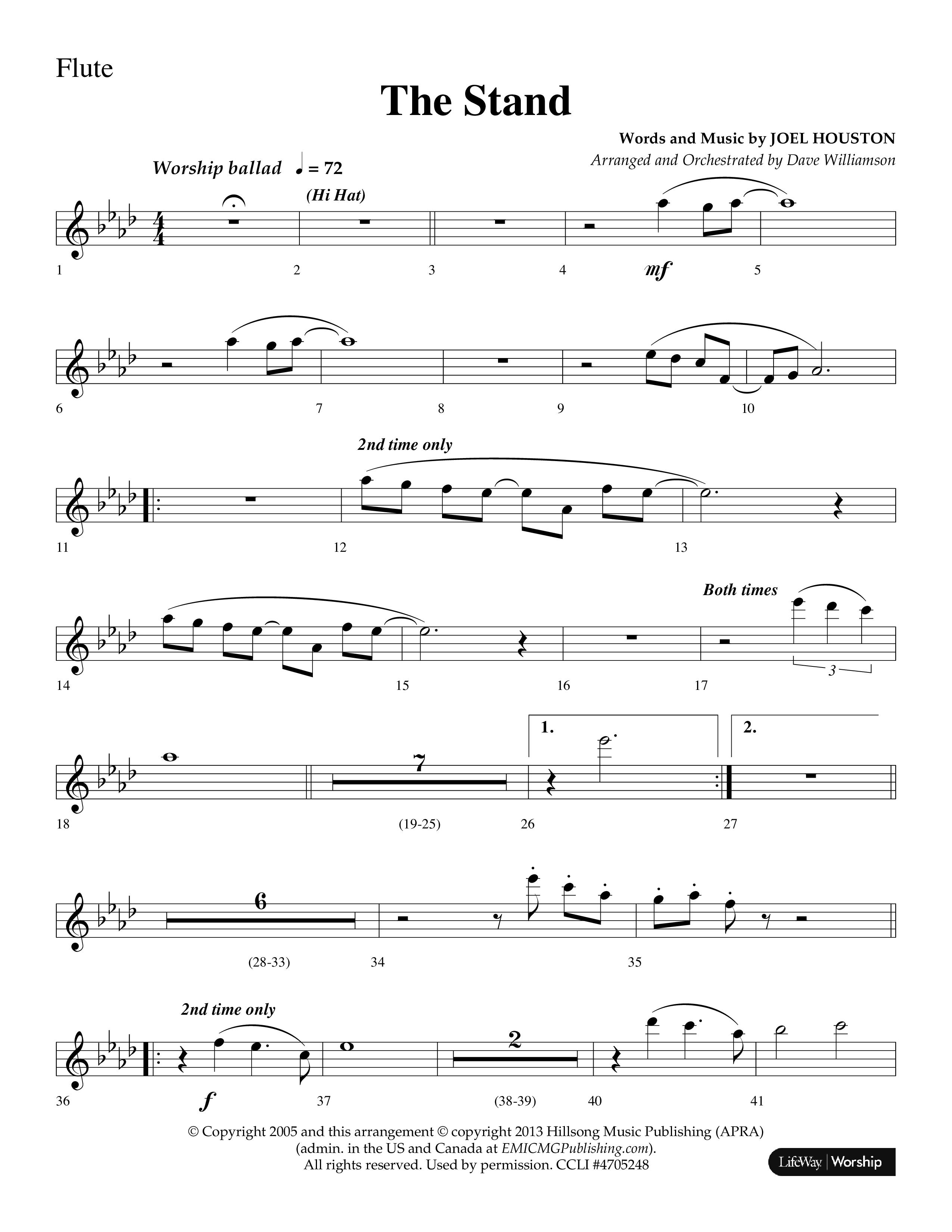 The Stand (Choral Anthem SATB) Flute (Lifeway Choral / Arr. Dave Williamson)