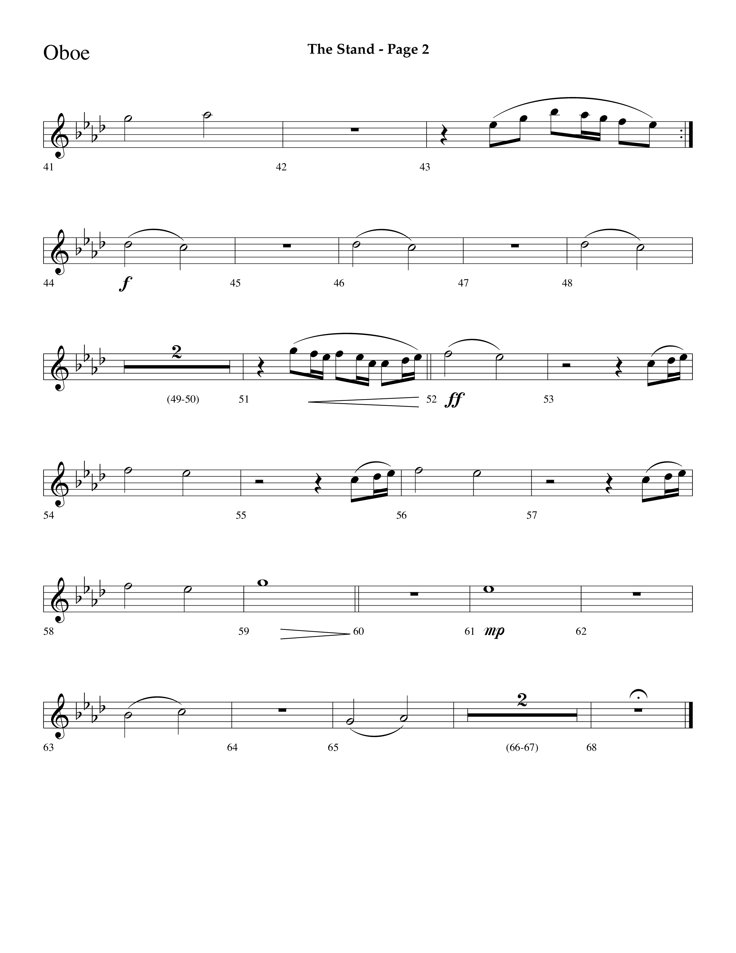 The Stand (Choral Anthem SATB) Oboe (Lifeway Choral / Arr. Dave Williamson)