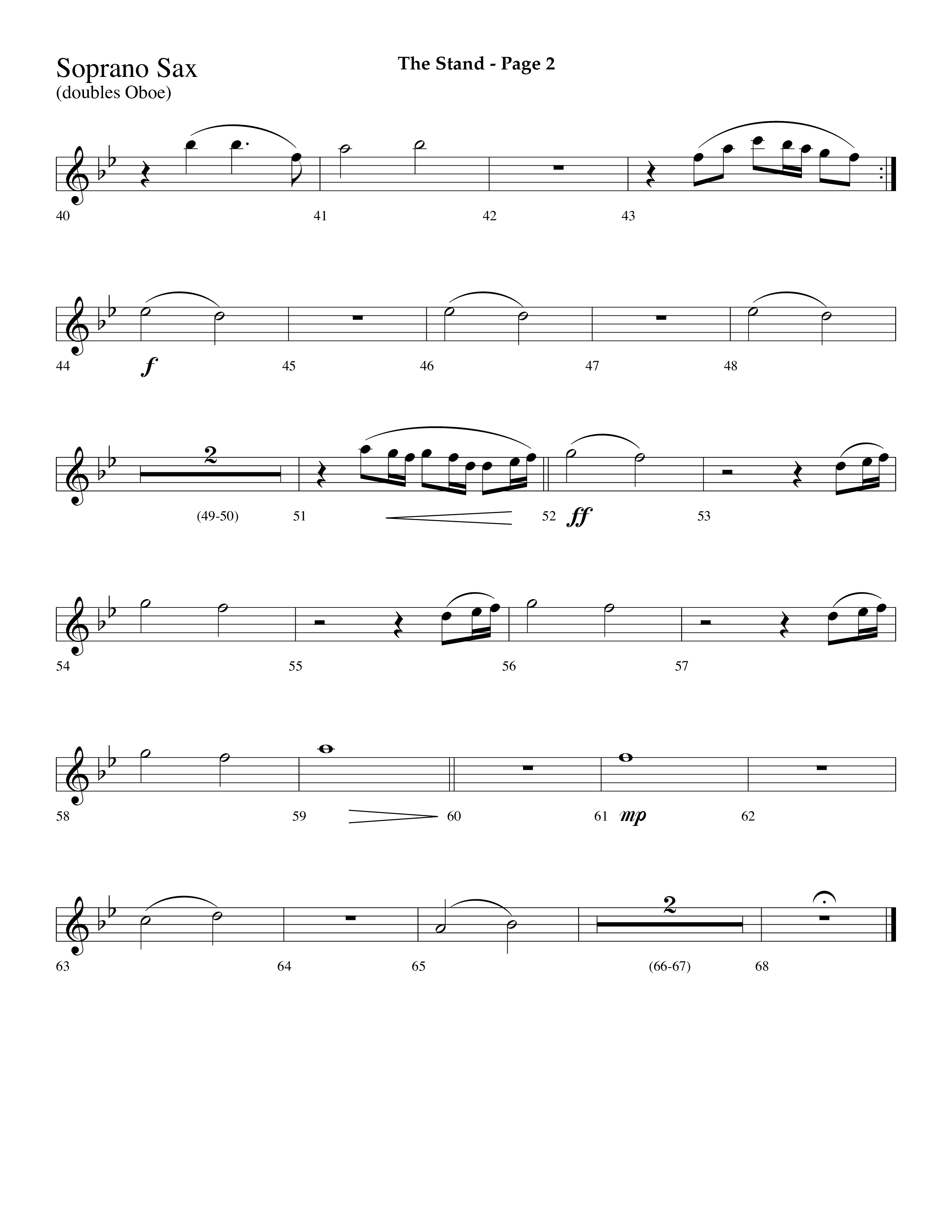 The Stand (Choral Anthem SATB) Soprano Sax (Lifeway Choral / Arr. Dave Williamson)