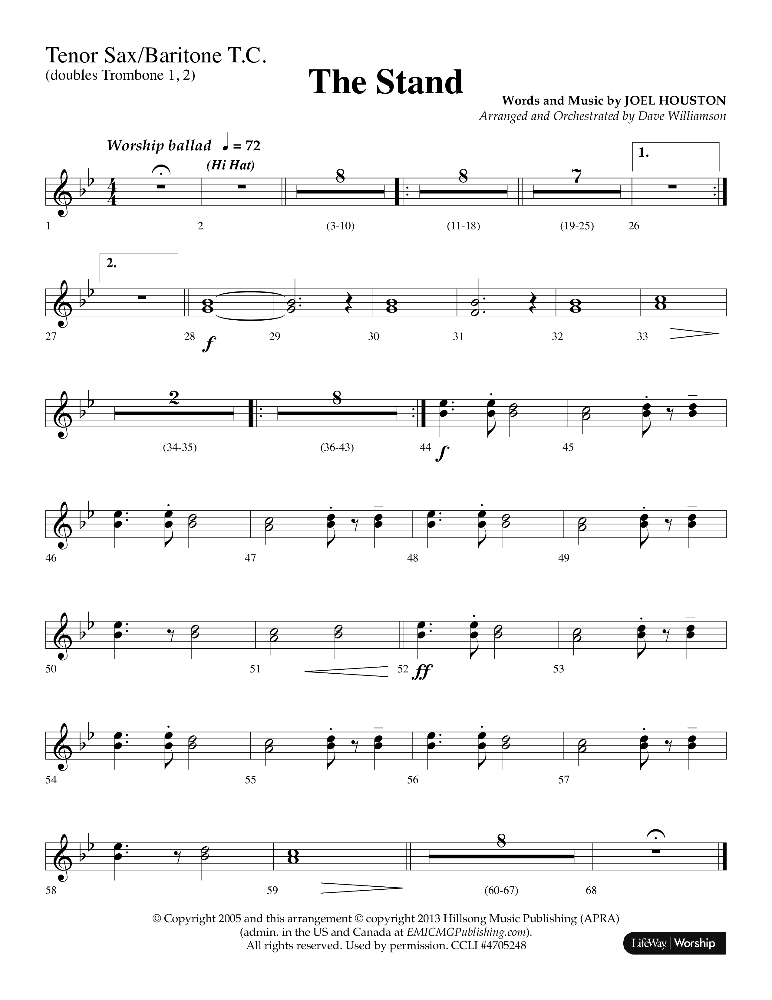 The Stand (Choral Anthem SATB) Tenor Sax/Baritone T.C. (Lifeway Choral / Arr. Dave Williamson)