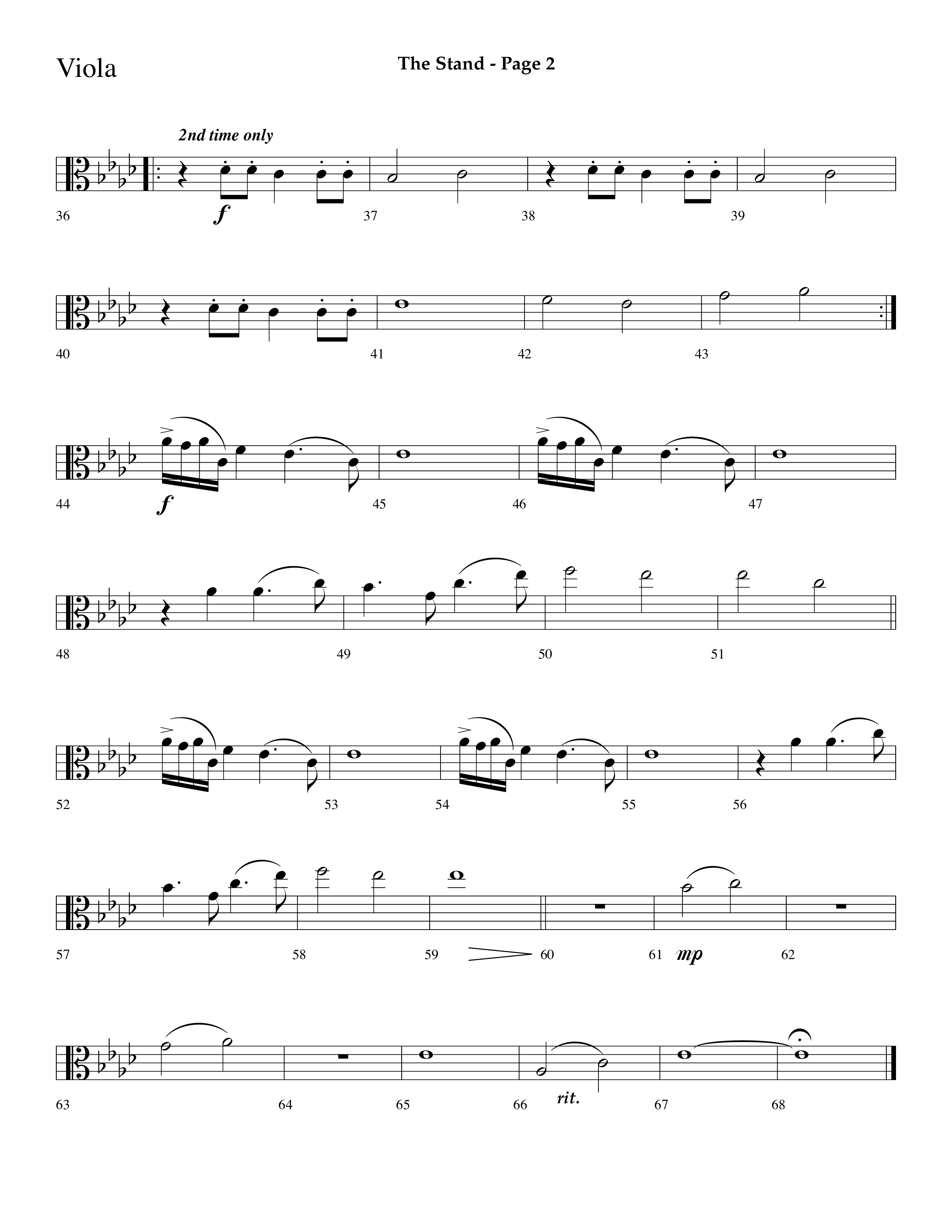 The Stand (Choral Anthem SATB) Viola (Lifeway Choral / Arr. Dave Williamson)