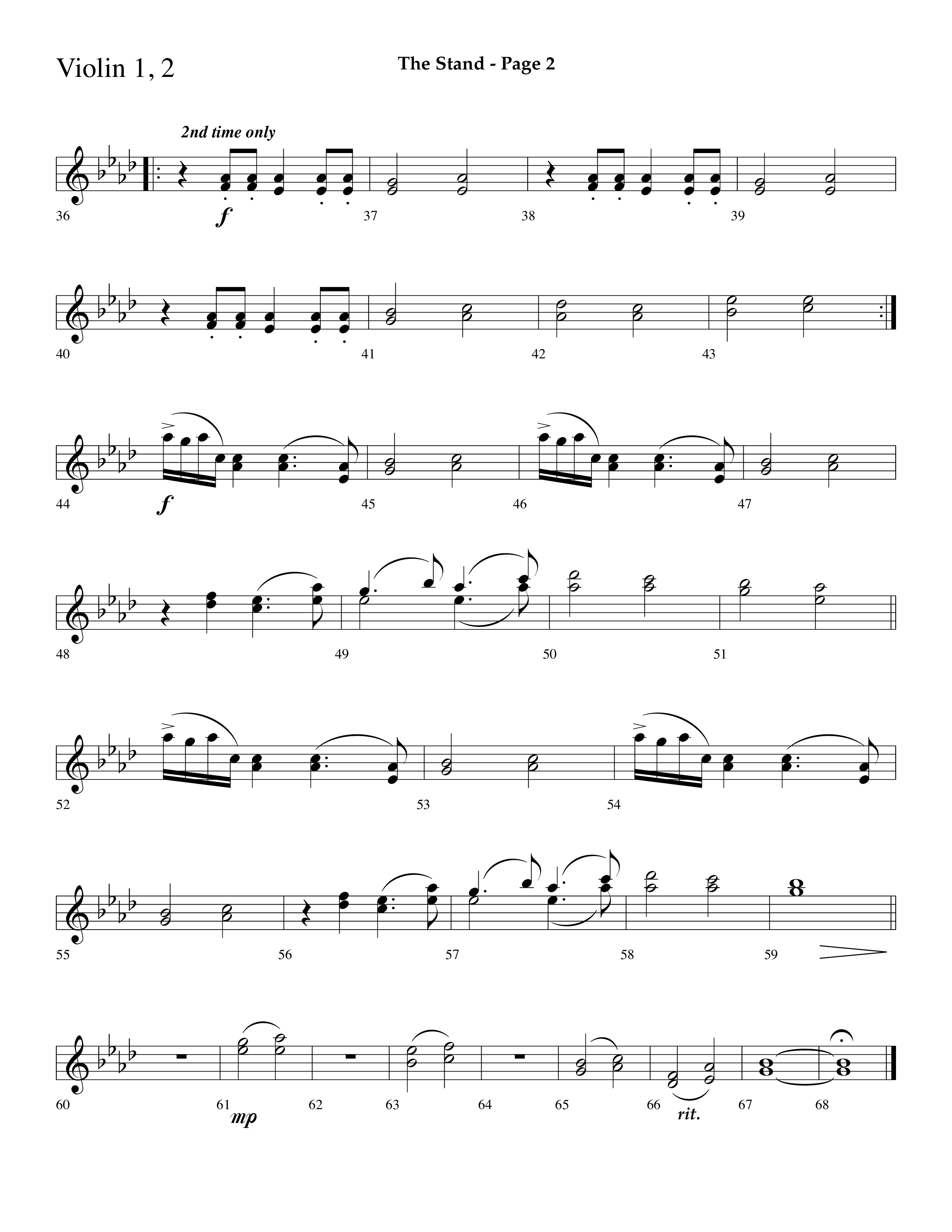 The Stand (Choral Anthem SATB) Violin 1/2 (Lifeway Choral / Arr. Dave Williamson)