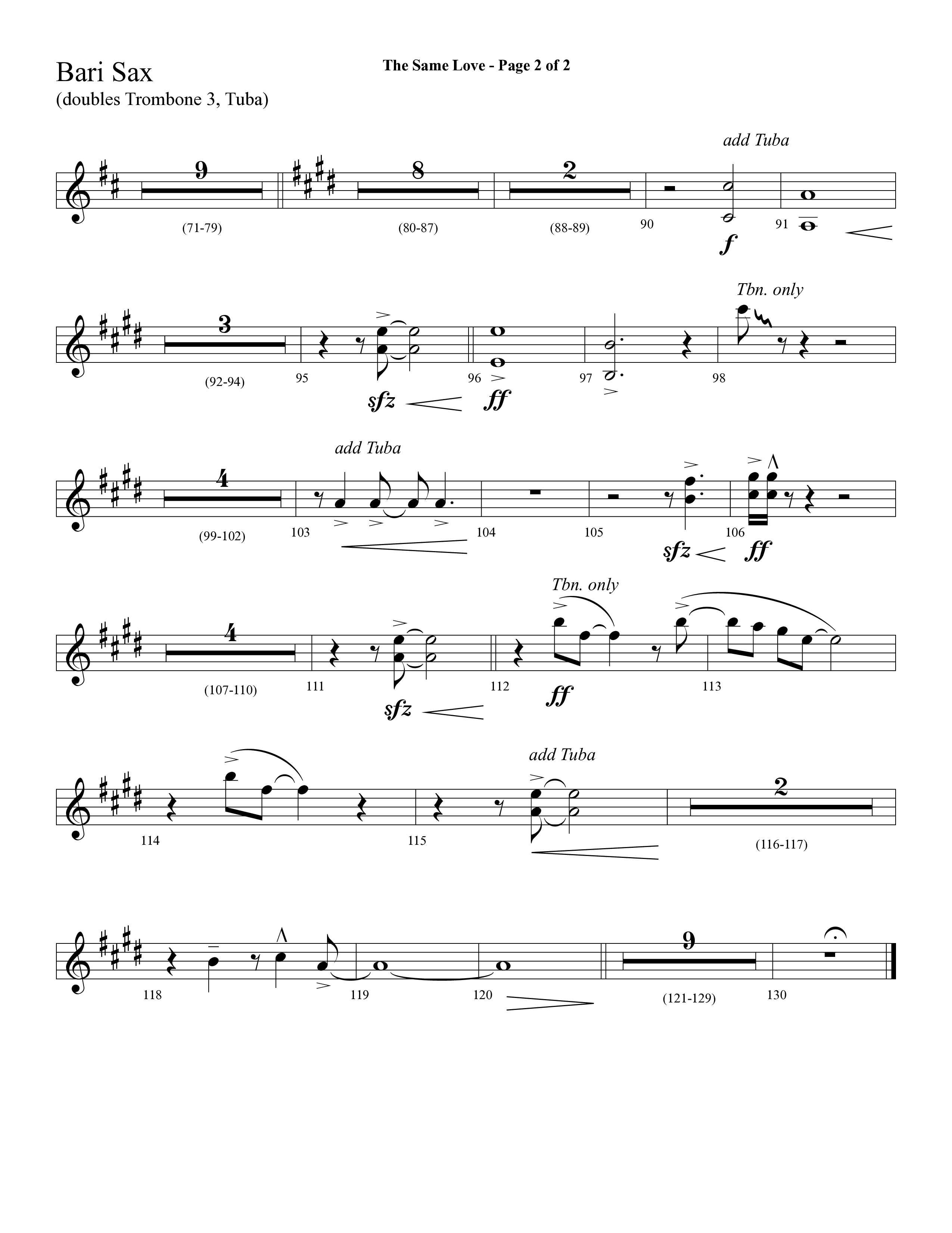 The Same Love (Choral Anthem SATB) Bari Sax (Lifeway Choral / Arr. Cliff Duren)