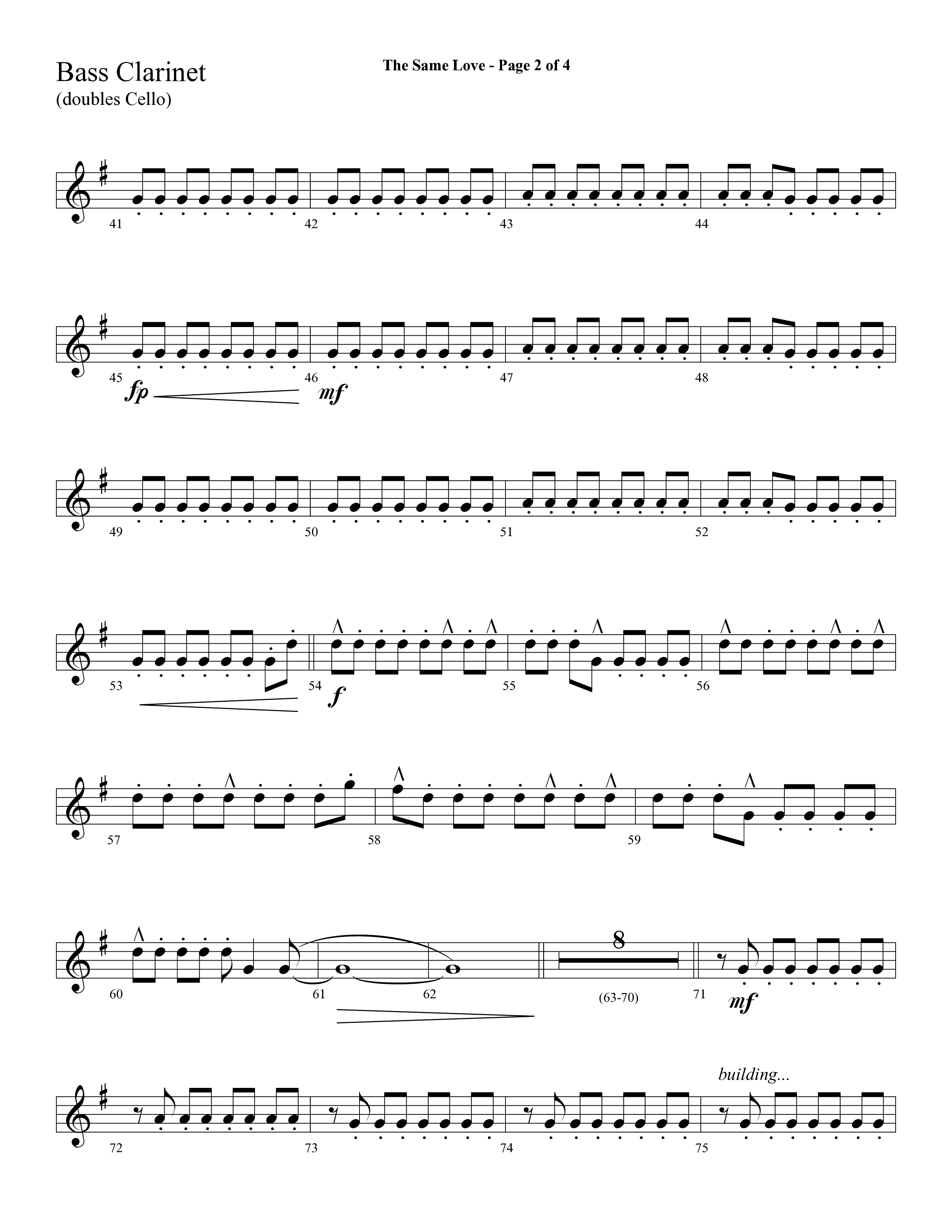 The Same Love (Choral Anthem SATB) Bass Clarinet (Lifeway Choral / Arr. Cliff Duren)