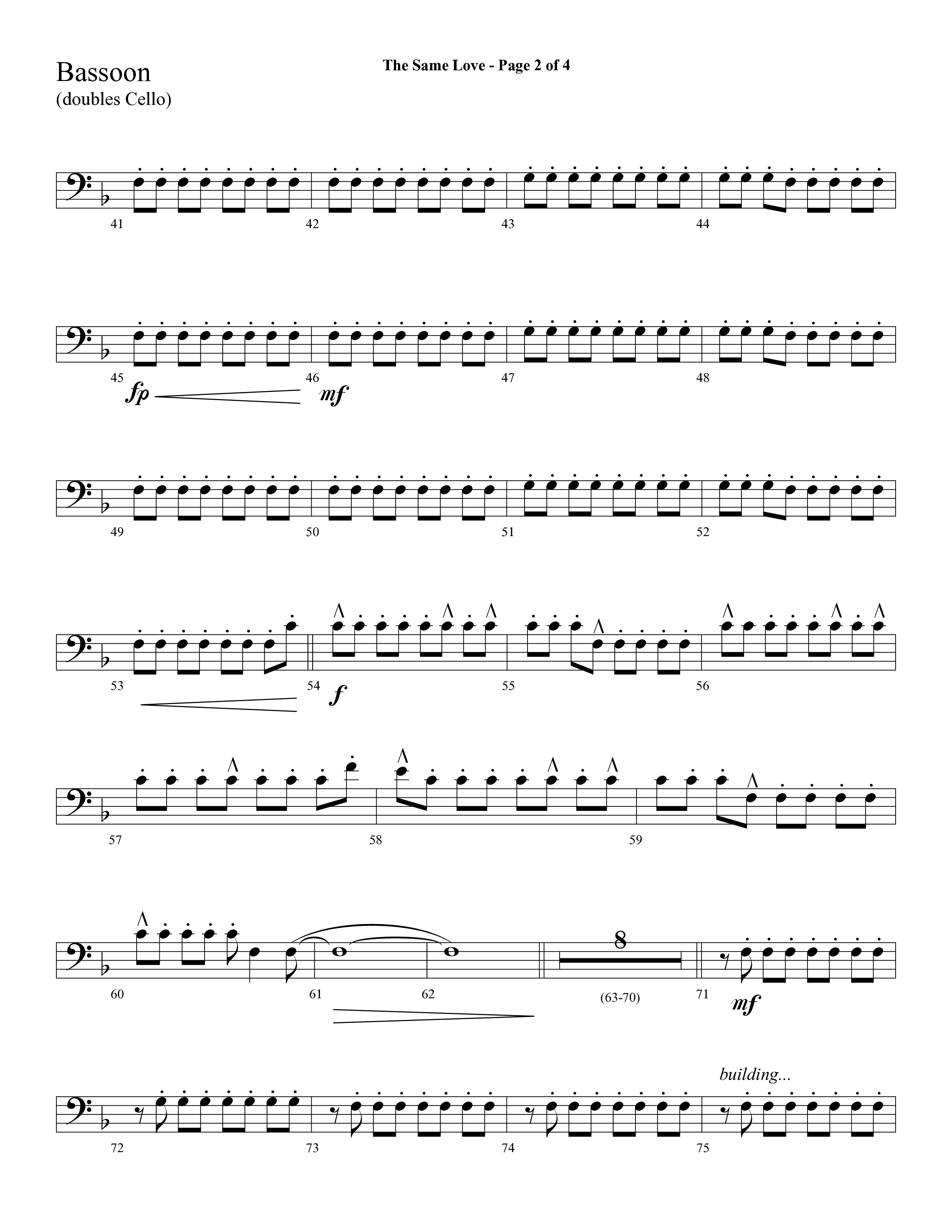The Same Love (Choral Anthem SATB) Bassoon (Lifeway Choral / Arr. Cliff Duren)