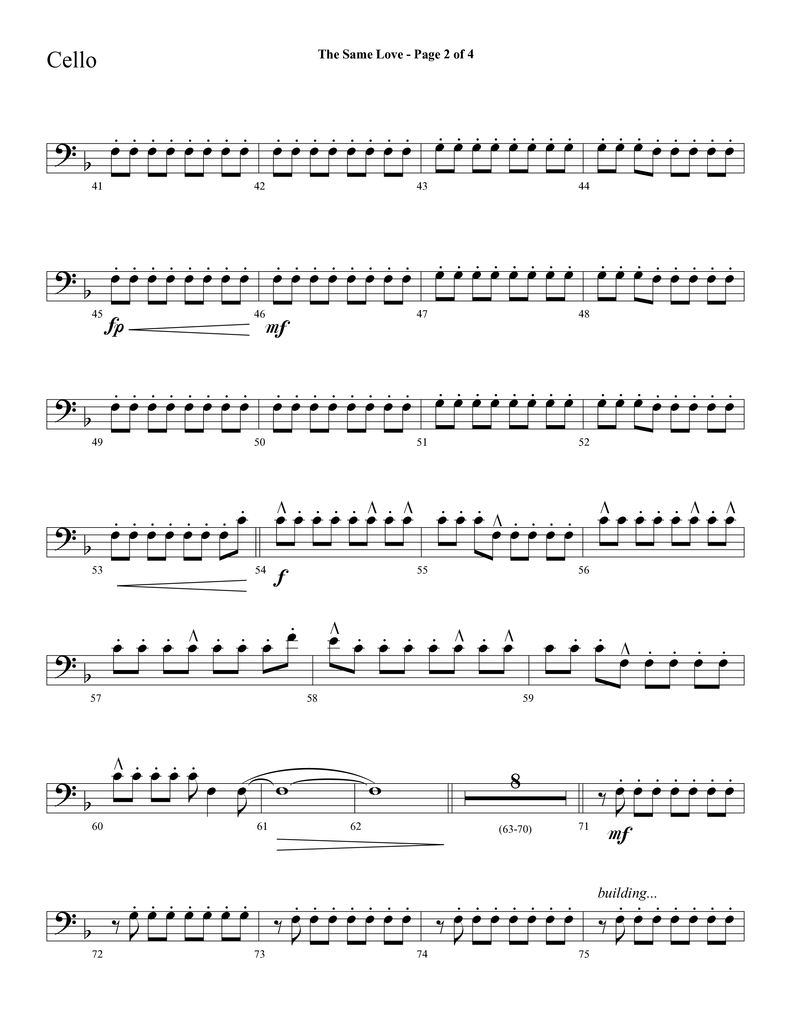 The Same Love (Choral Anthem SATB) Cello (Lifeway Choral / Arr. Cliff Duren)