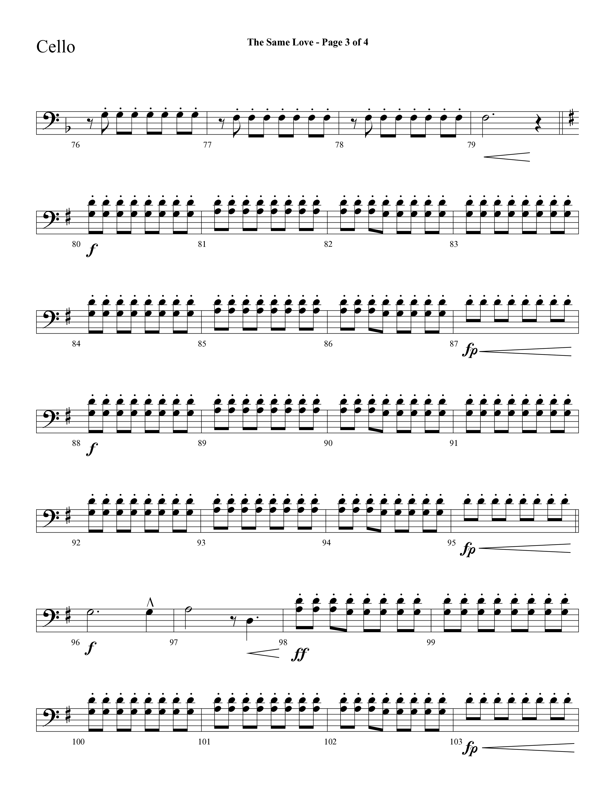 The Same Love (Choral Anthem SATB) Cello (Lifeway Choral / Arr. Cliff Duren)