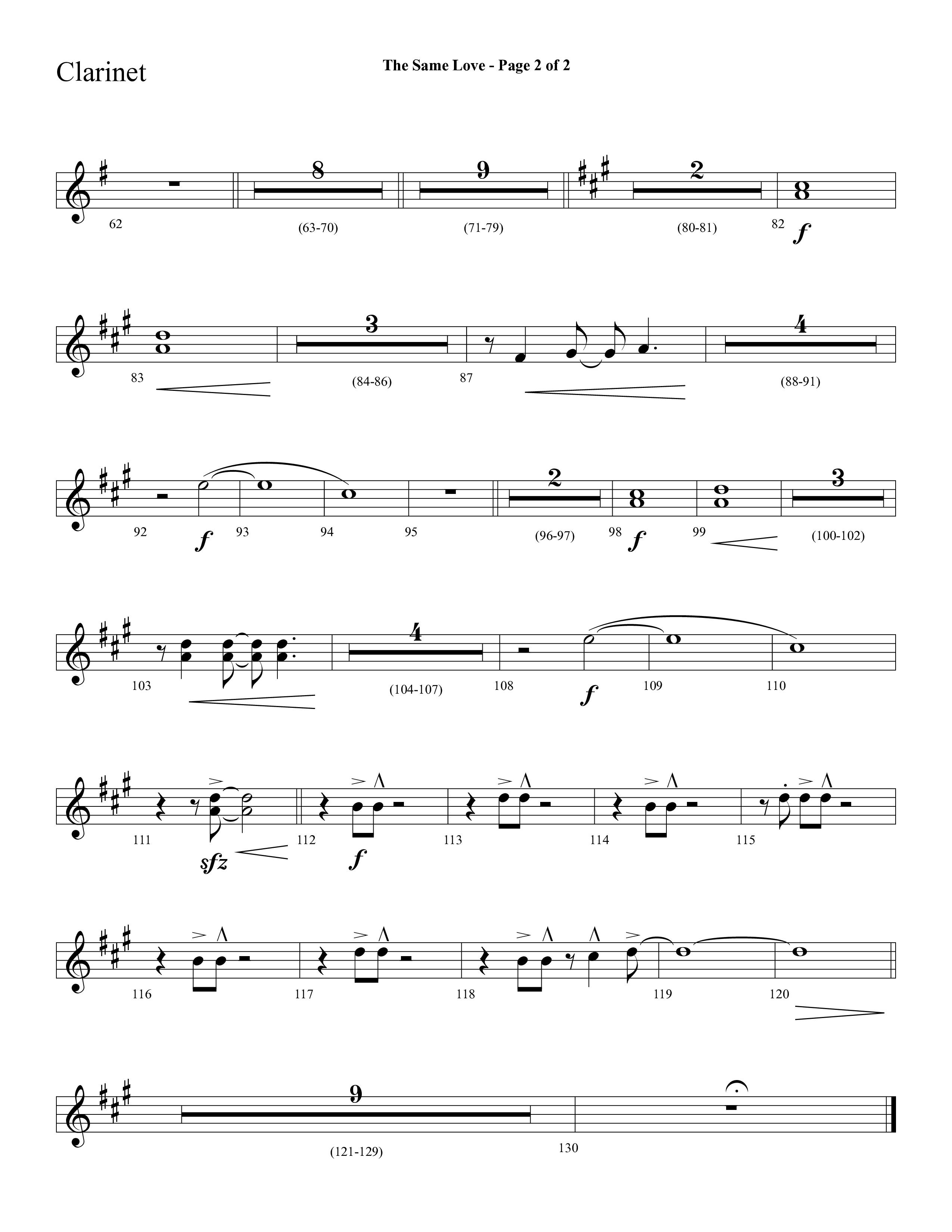 The Same Love (Choral Anthem SATB) Clarinet 1/2 (Lifeway Choral / Arr. Cliff Duren)