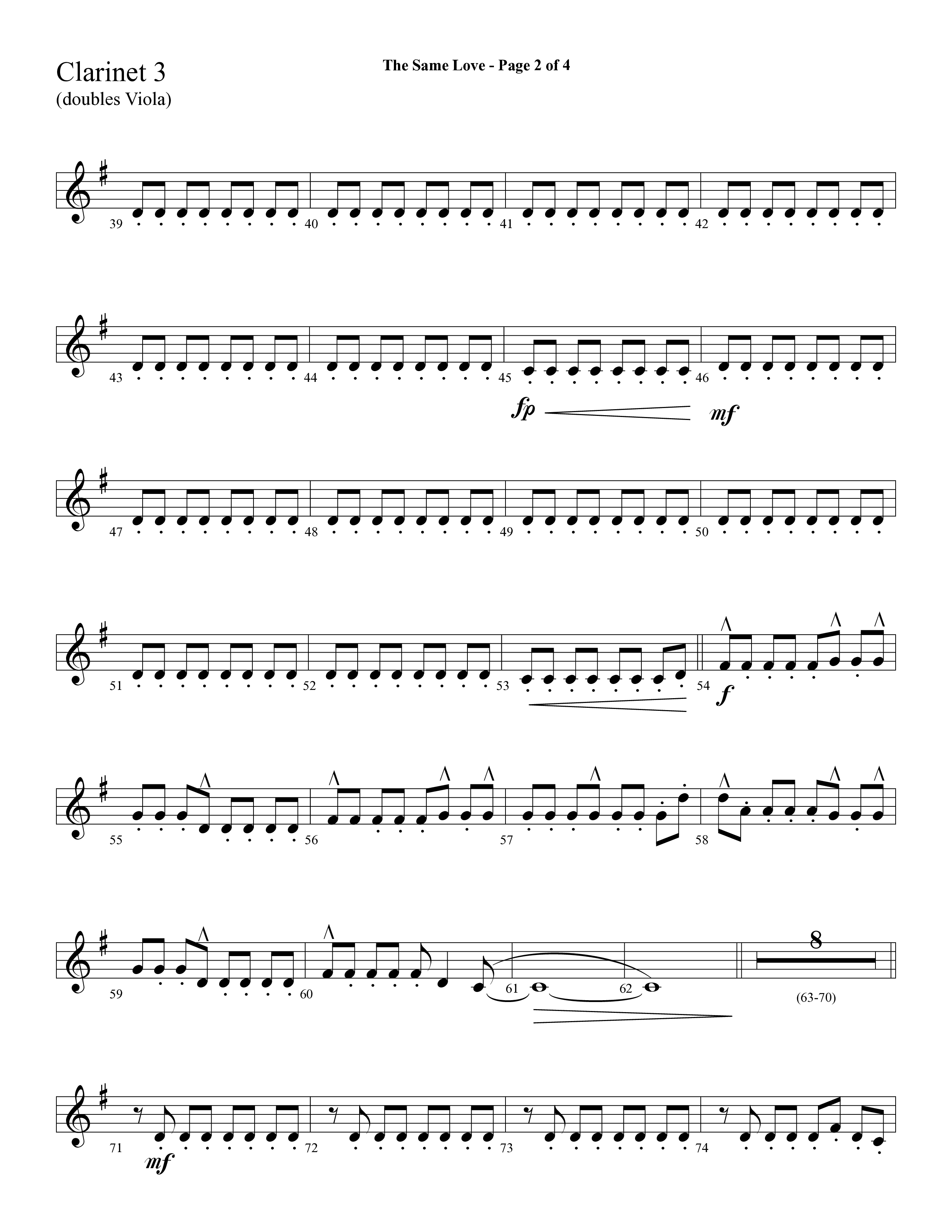 The Same Love (Choral Anthem SATB) Clarinet 3 (Lifeway Choral / Arr. Cliff Duren)