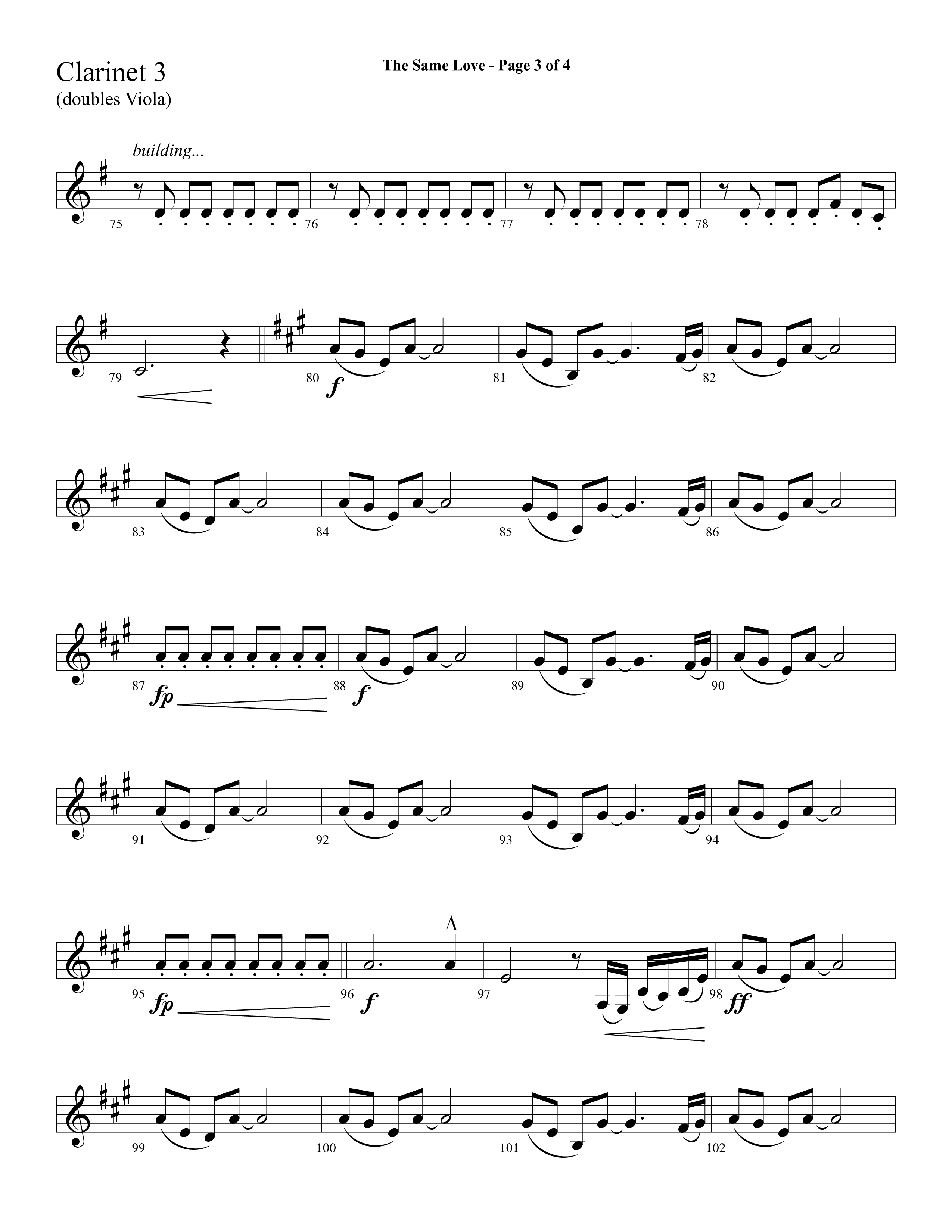 The Same Love (Choral Anthem SATB) Clarinet 3 (Lifeway Choral / Arr. Cliff Duren)