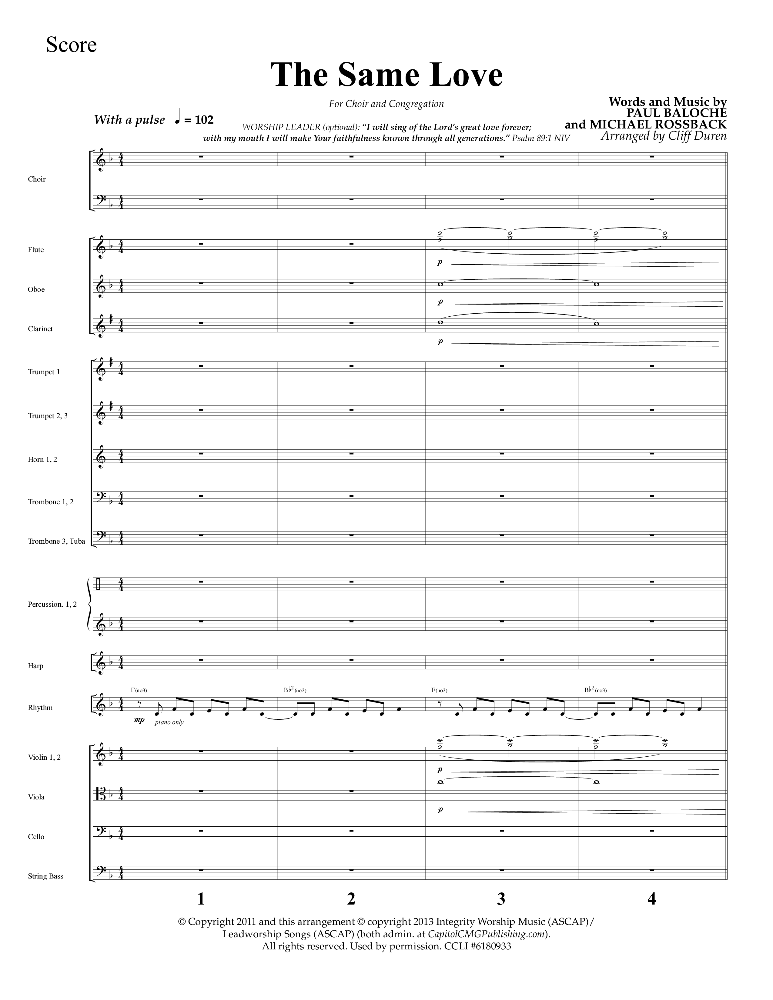 The Same Love (Choral Anthem SATB) Orchestration (Lifeway Choral / Arr. Cliff Duren)