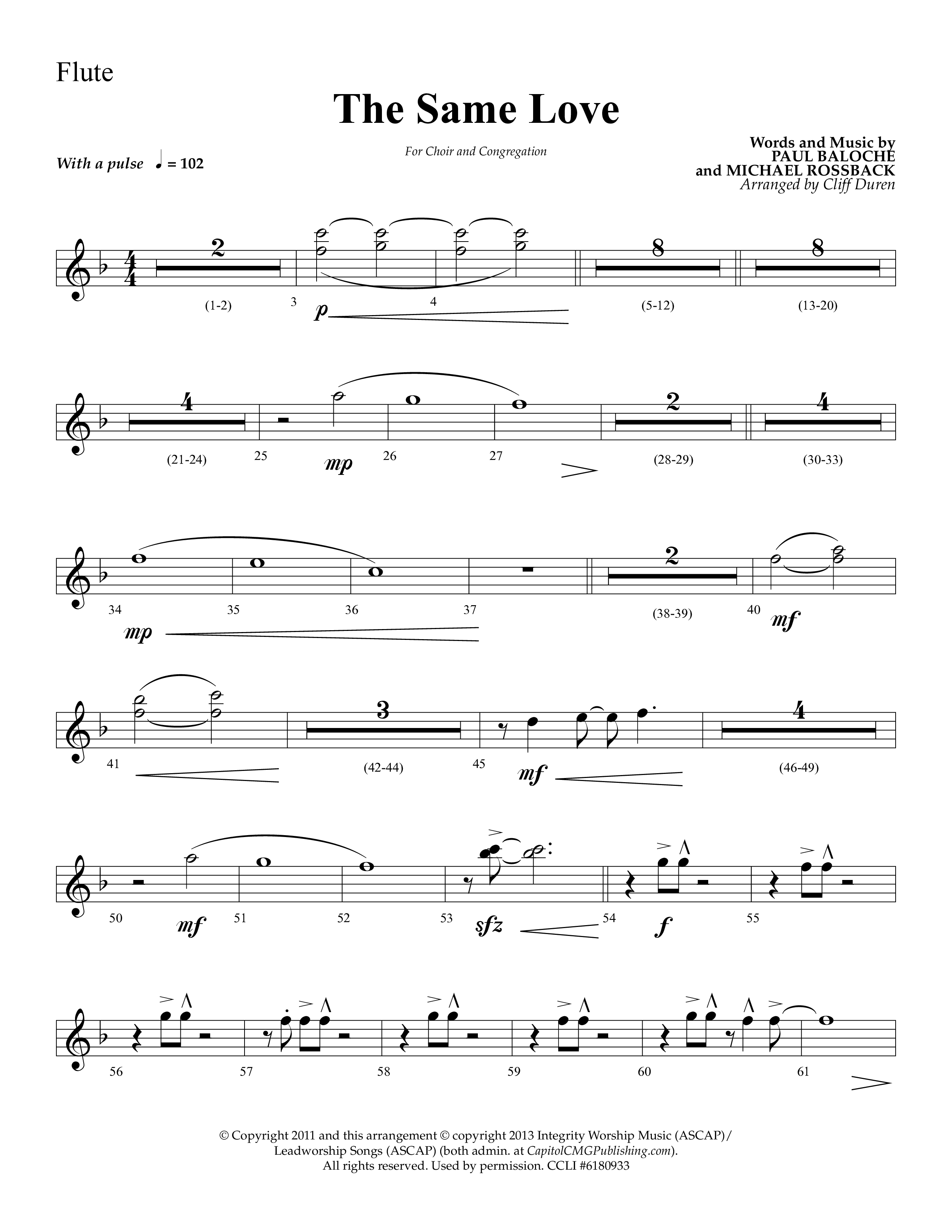 The Same Love (Choral Anthem SATB) Flute (Lifeway Choral / Arr. Cliff Duren)