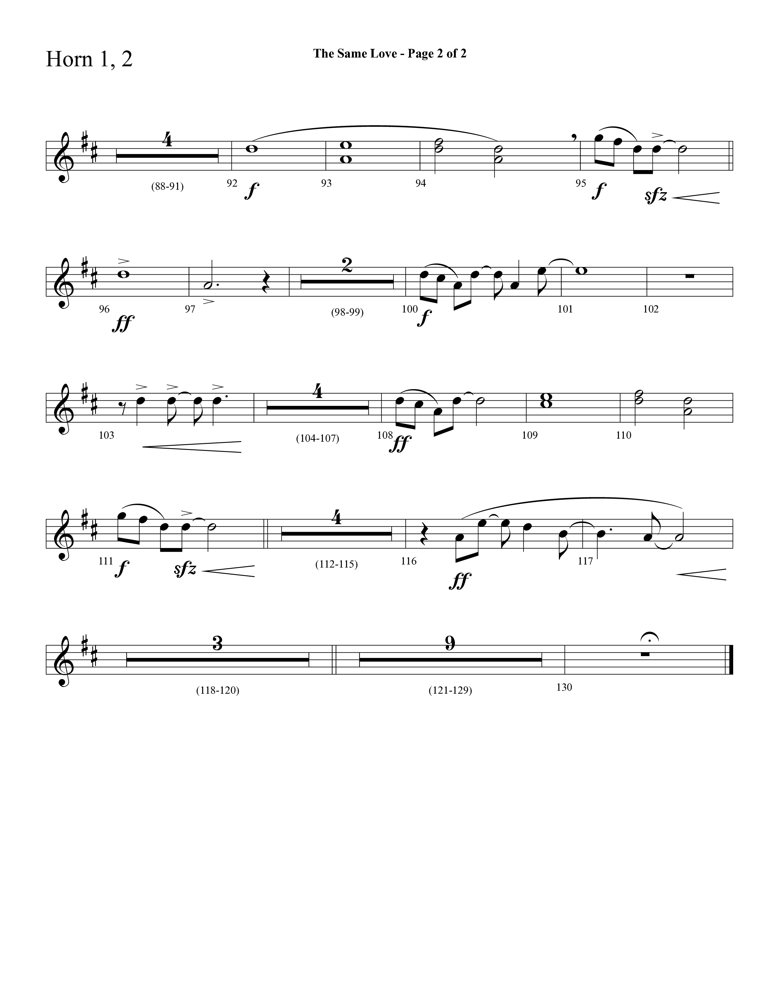 The Same Love (Choral Anthem SATB) French Horn 1/2 (Lifeway Choral / Arr. Cliff Duren)