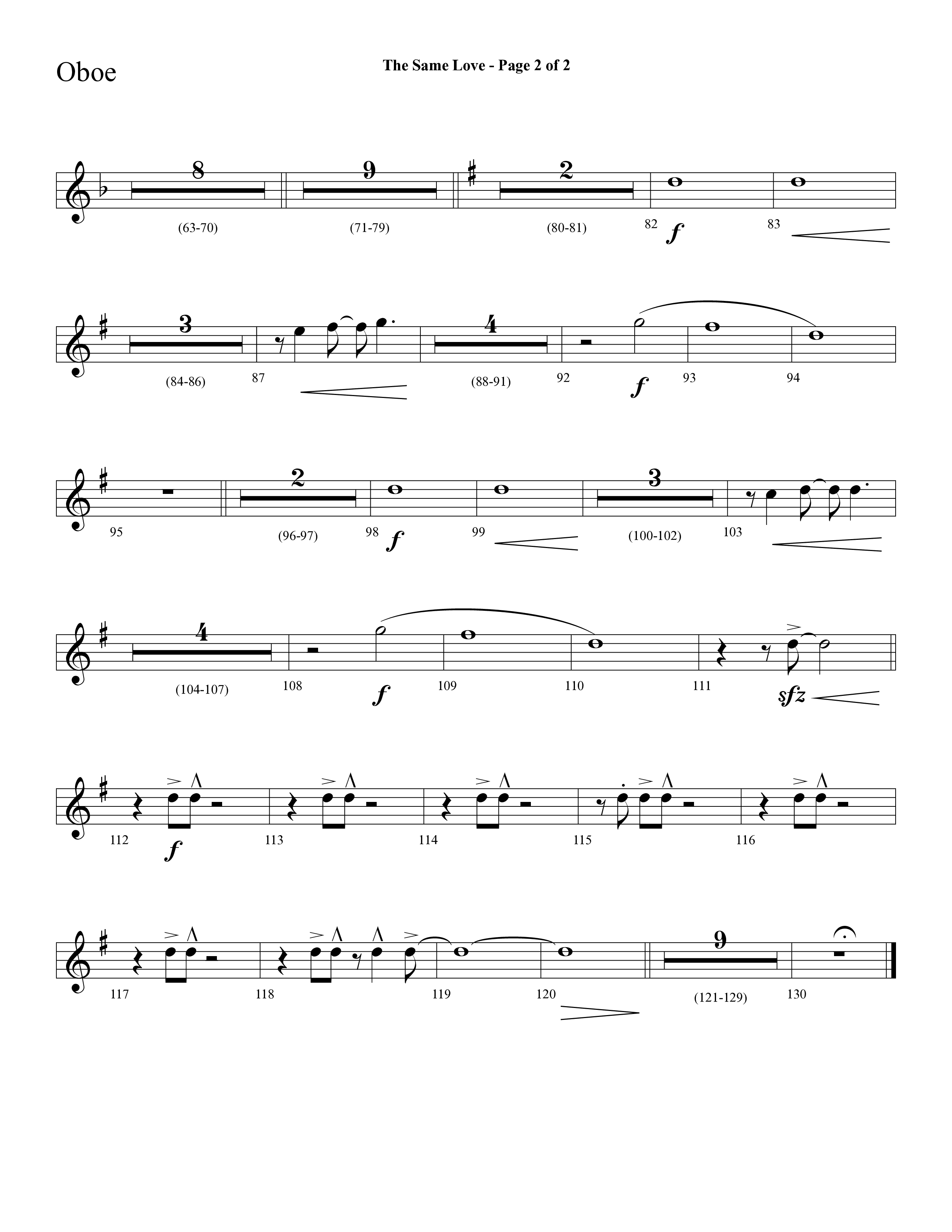 The Same Love (Choral Anthem SATB) Oboe (Lifeway Choral / Arr. Cliff Duren)