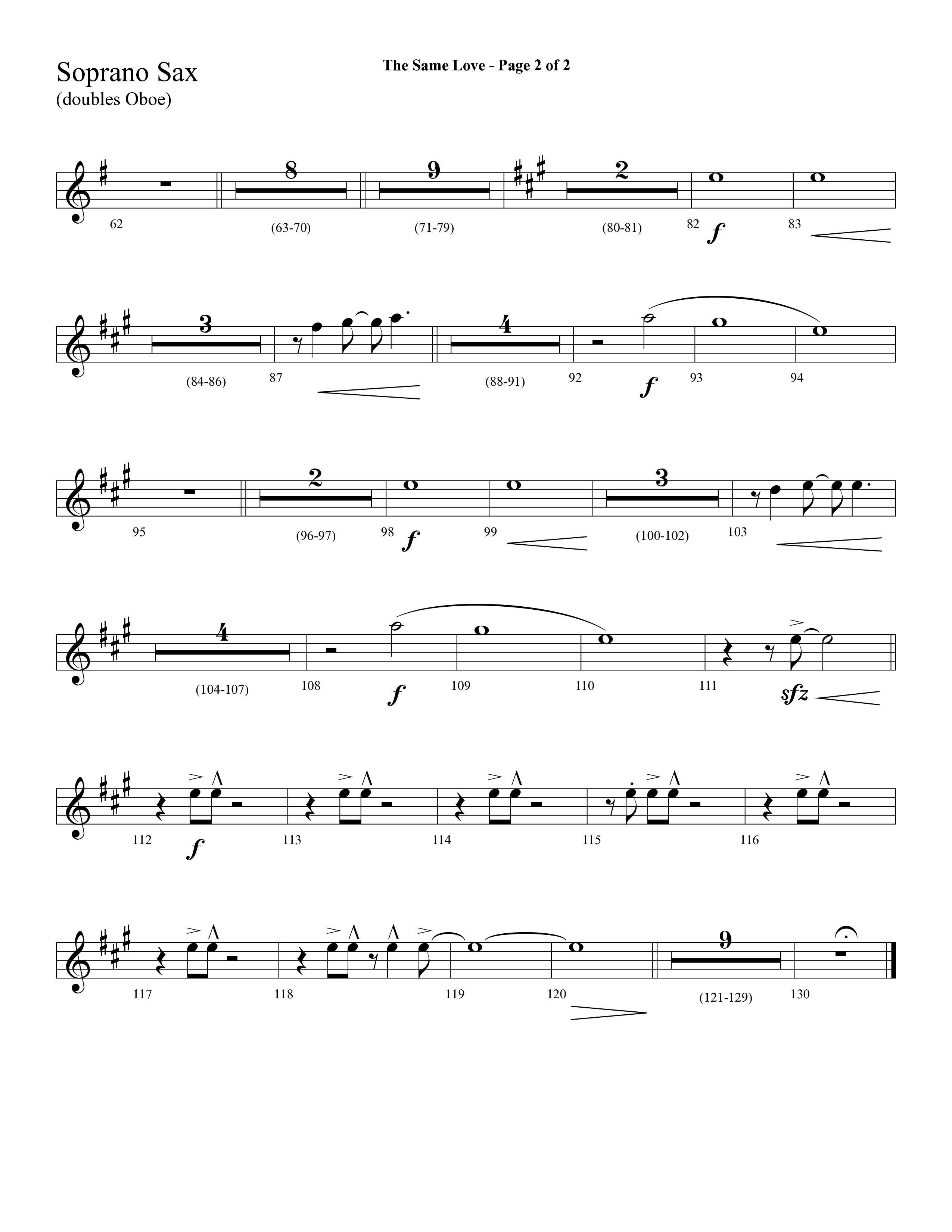 The Same Love (Choral Anthem SATB) Soprano Sax (Lifeway Choral / Arr. Cliff Duren)