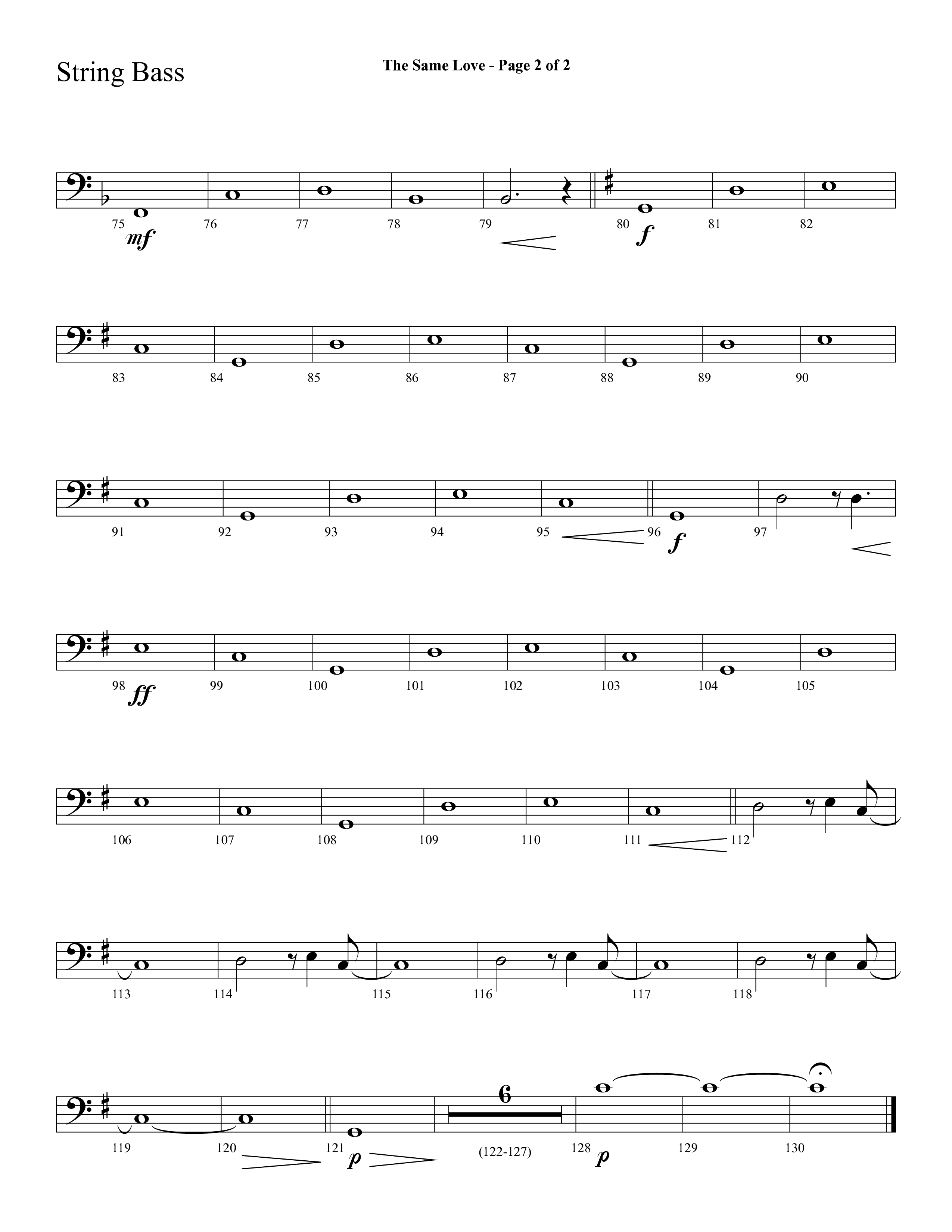 The Same Love (Choral Anthem SATB) String Bass (Lifeway Choral / Arr. Cliff Duren)