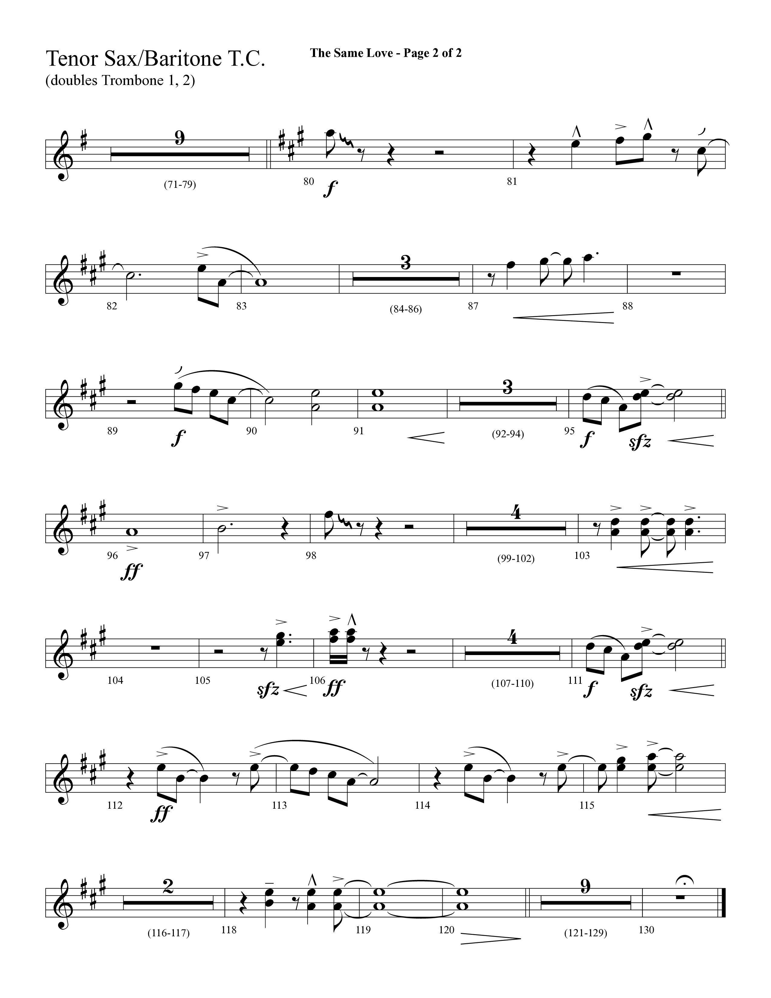 The Same Love (Choral Anthem SATB) Tenor Sax/Baritone T.C. (Lifeway Choral / Arr. Cliff Duren)