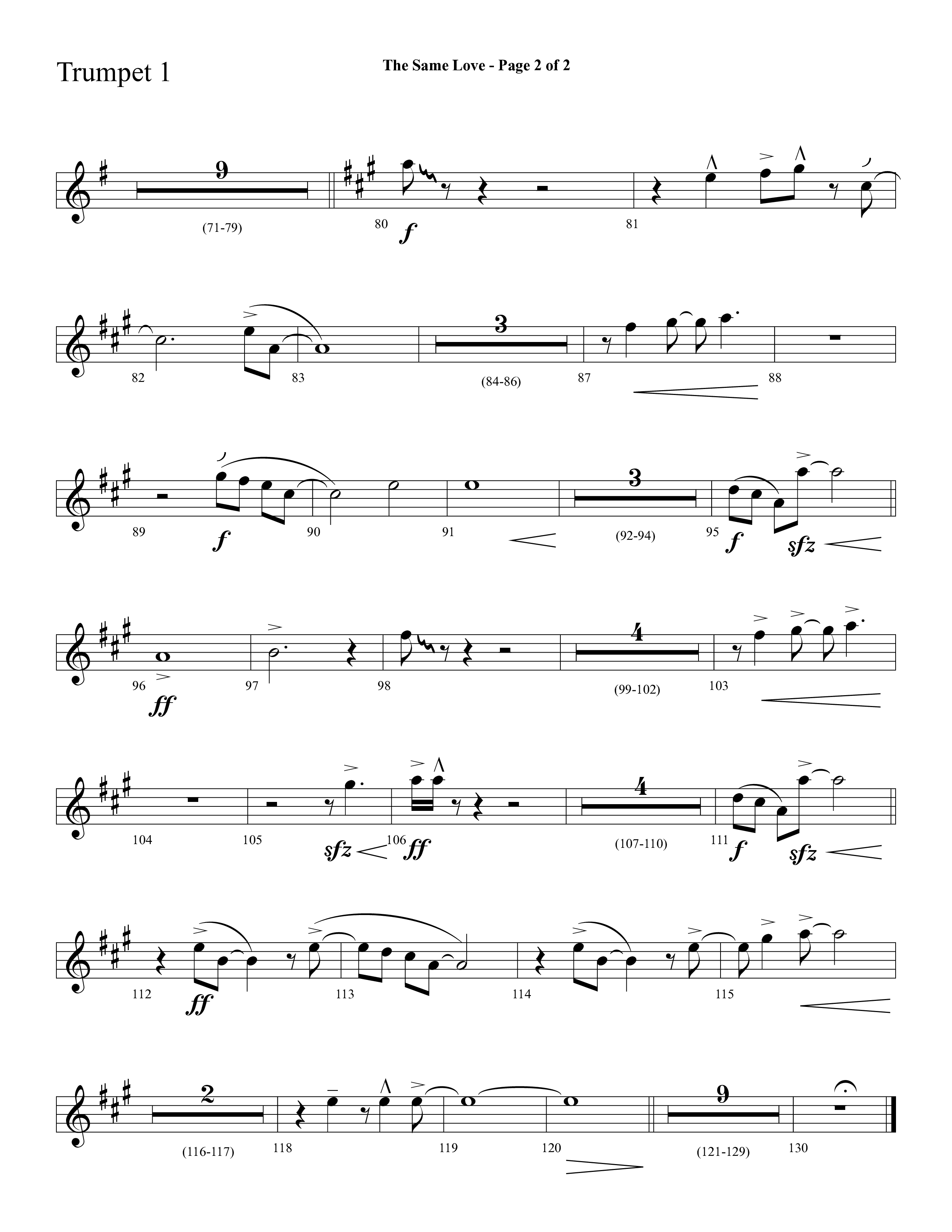 The Same Love (Choral Anthem SATB) Trumpet 1 (Lifeway Choral / Arr. Cliff Duren)