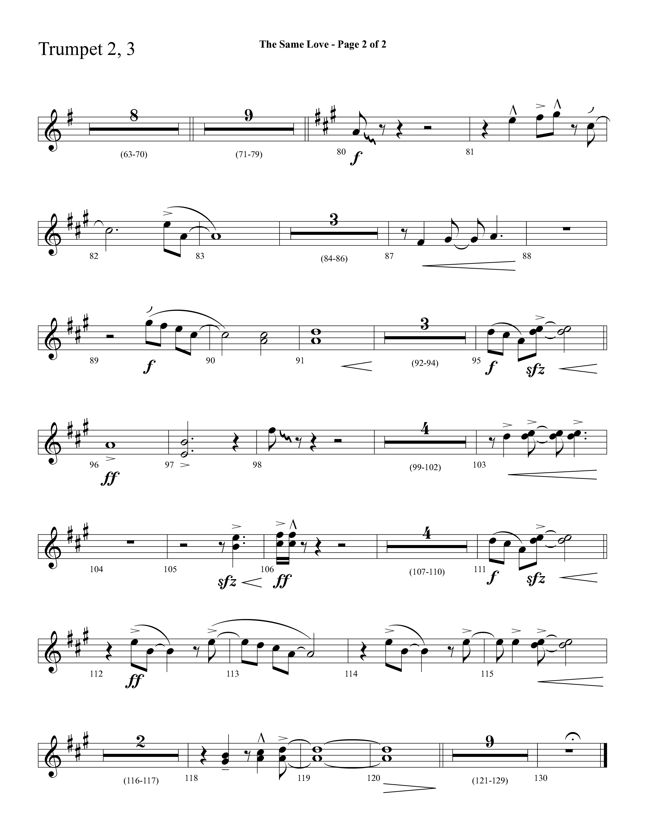 The Same Love (Choral Anthem SATB) Trumpet 2/3 (Lifeway Choral / Arr. Cliff Duren)