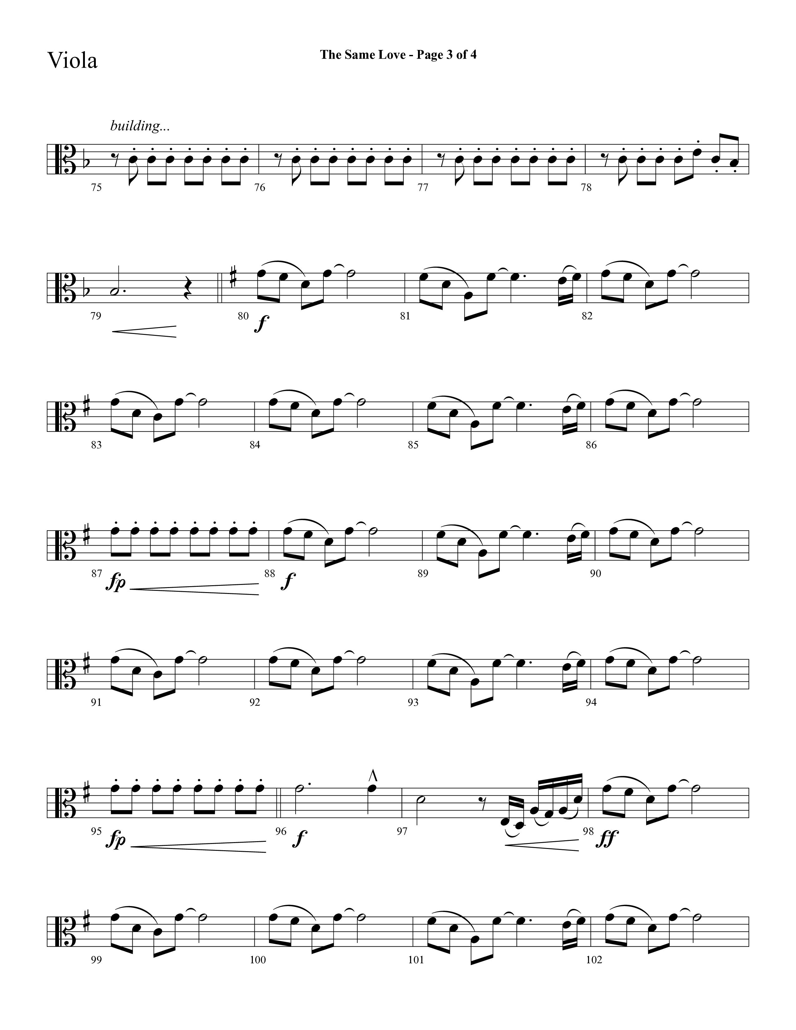The Same Love (Choral Anthem SATB) Viola (Lifeway Choral / Arr. Cliff Duren)