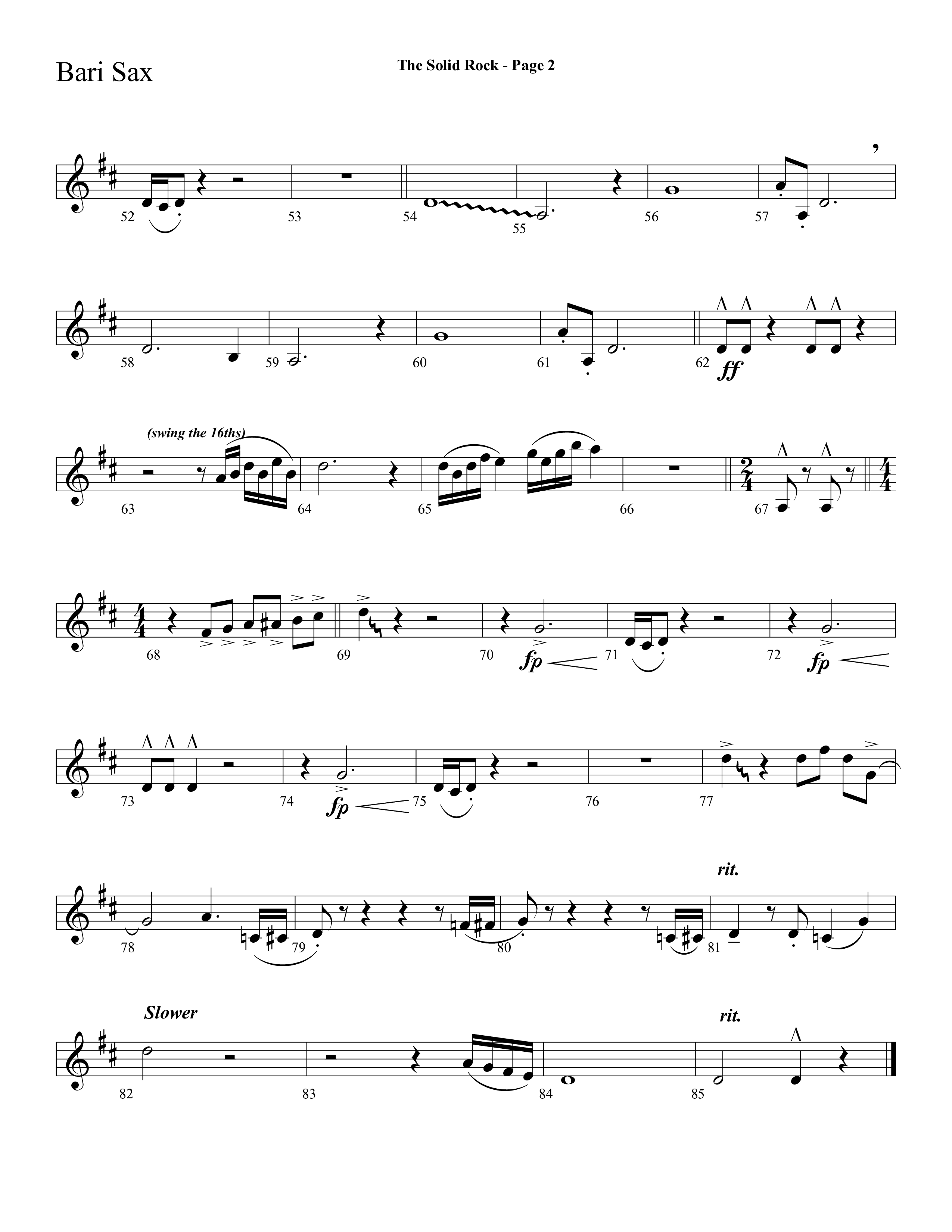 The Solid Rock (with How Firm A Foundation) (Choral Anthem SATB) Bari Sax (Lifeway Choral / Arr. Dave Williamson)