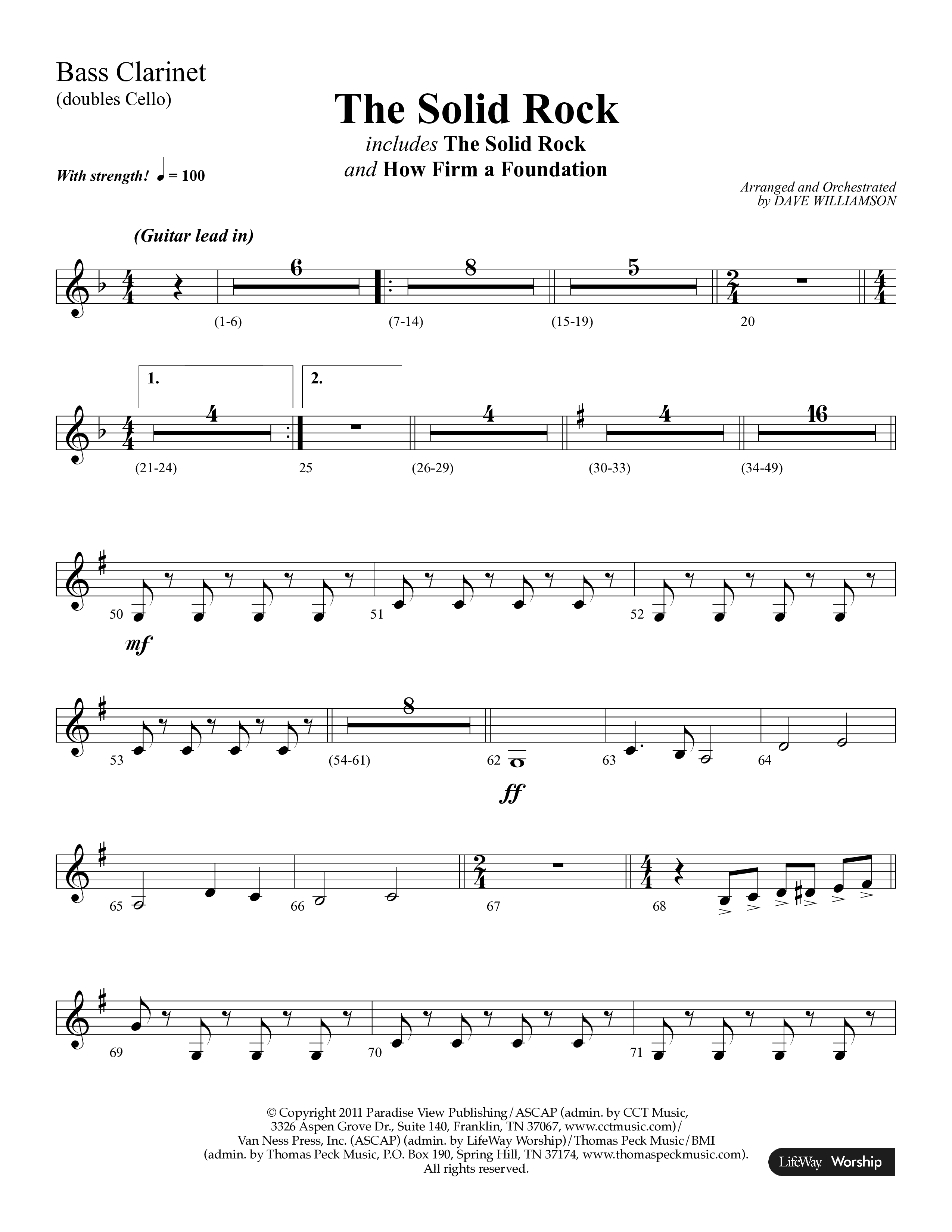 The Solid Rock (with How Firm A Foundation) (Choral Anthem SATB) Bass Clarinet (Lifeway Choral / Arr. Dave Williamson)