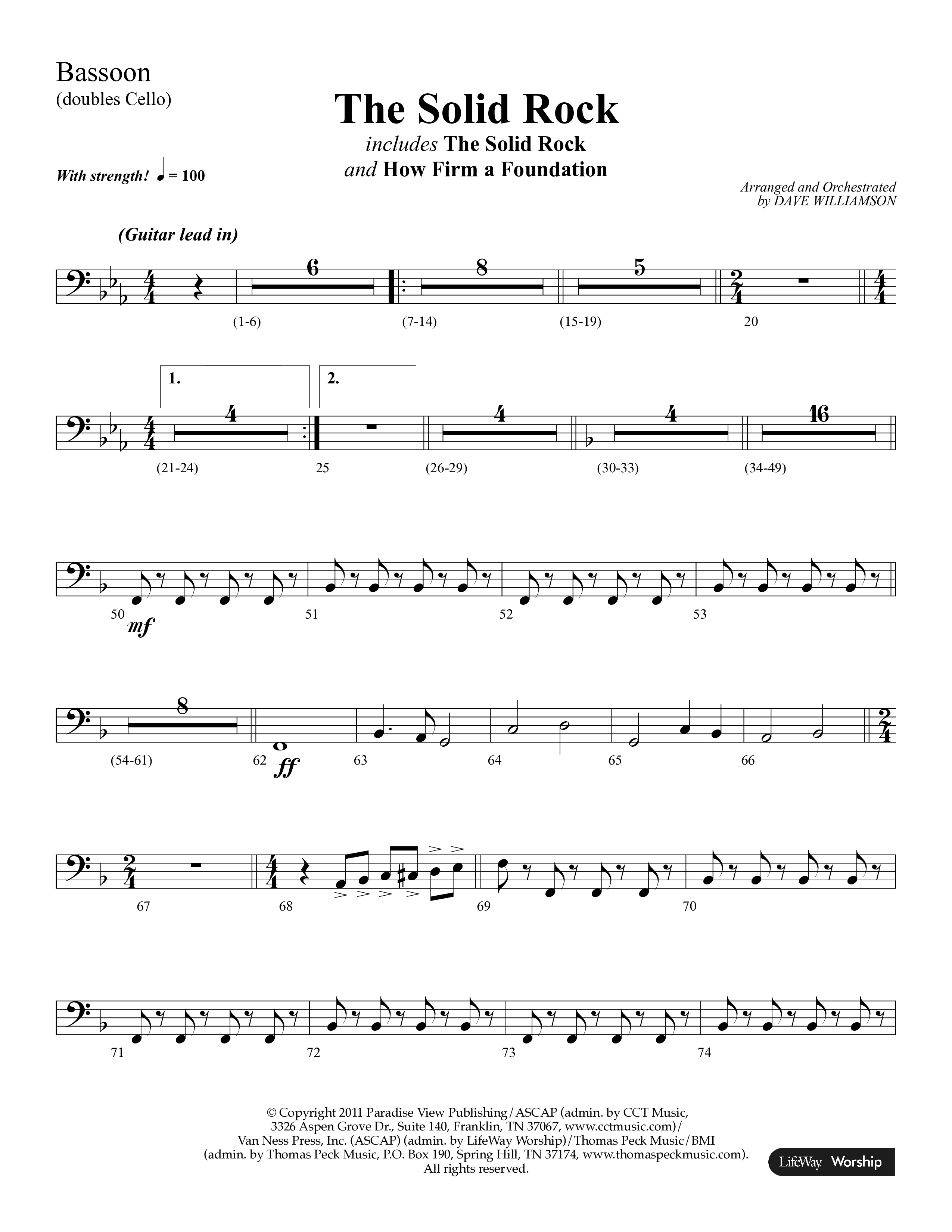 The Solid Rock (with How Firm A Foundation) (Choral Anthem SATB) Bassoon (Lifeway Choral / Arr. Dave Williamson)