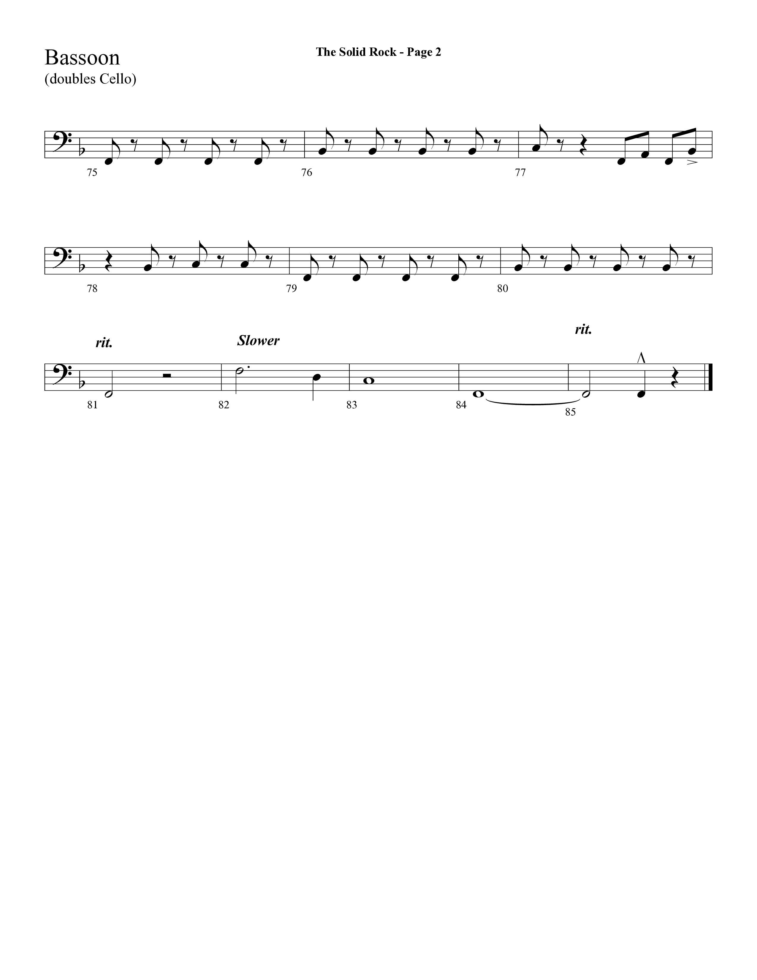 The Solid Rock (with How Firm A Foundation) (Choral Anthem SATB) Bassoon (Lifeway Choral / Arr. Dave Williamson)