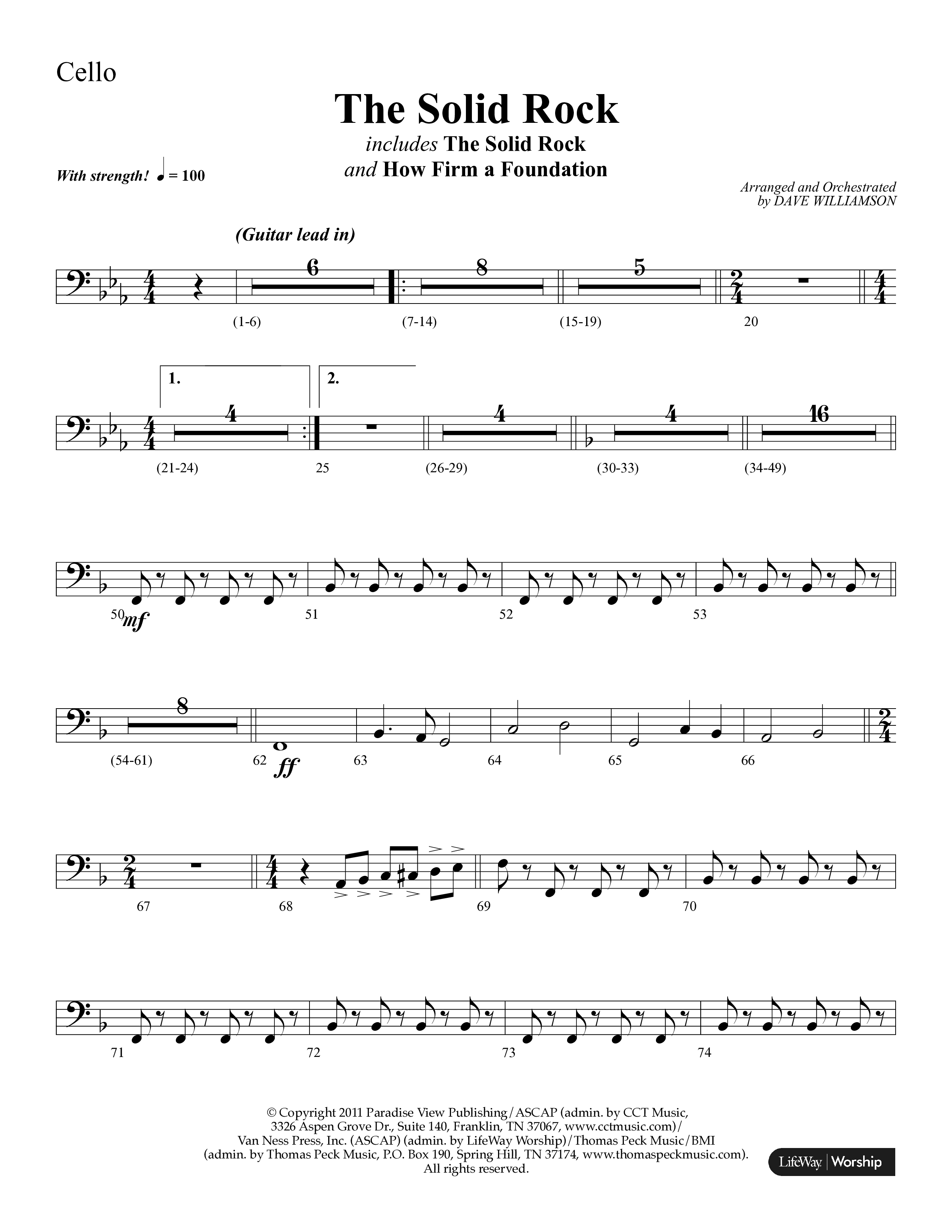 The Solid Rock (with How Firm A Foundation) (Choral Anthem SATB) Cello (Lifeway Choral / Arr. Dave Williamson)