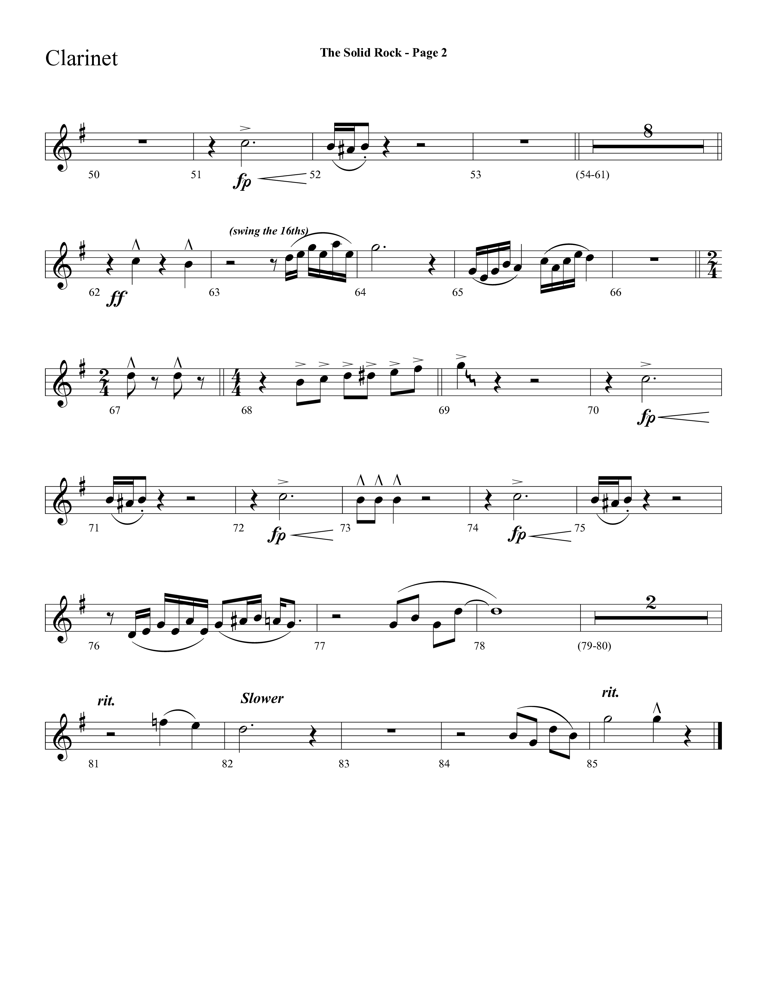 The Solid Rock (with How Firm A Foundation) (Choral Anthem SATB) Clarinet 1/2 (Lifeway Choral / Arr. Dave Williamson)