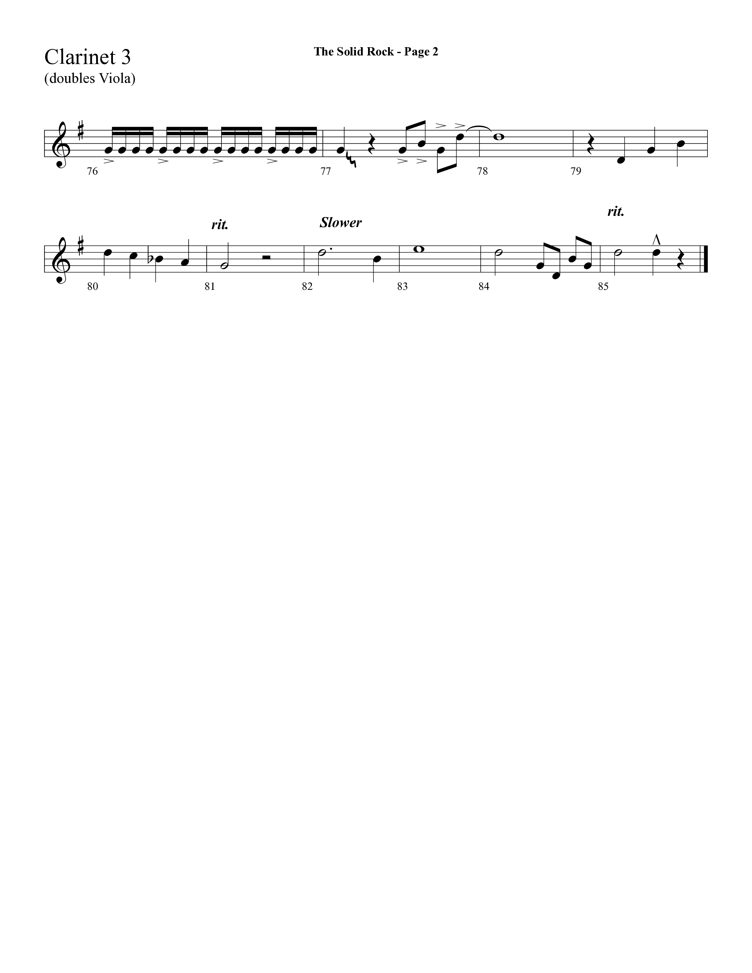 The Solid Rock (with How Firm A Foundation) (Choral Anthem SATB) Clarinet 3 (Lifeway Choral / Arr. Dave Williamson)