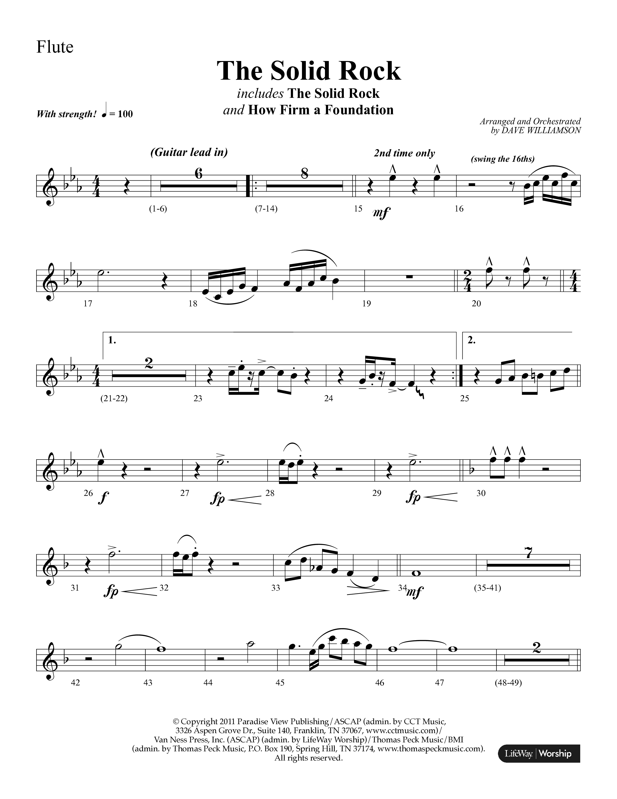 The Solid Rock (with How Firm A Foundation) (Choral Anthem SATB) Flute (Lifeway Choral / Arr. Dave Williamson)