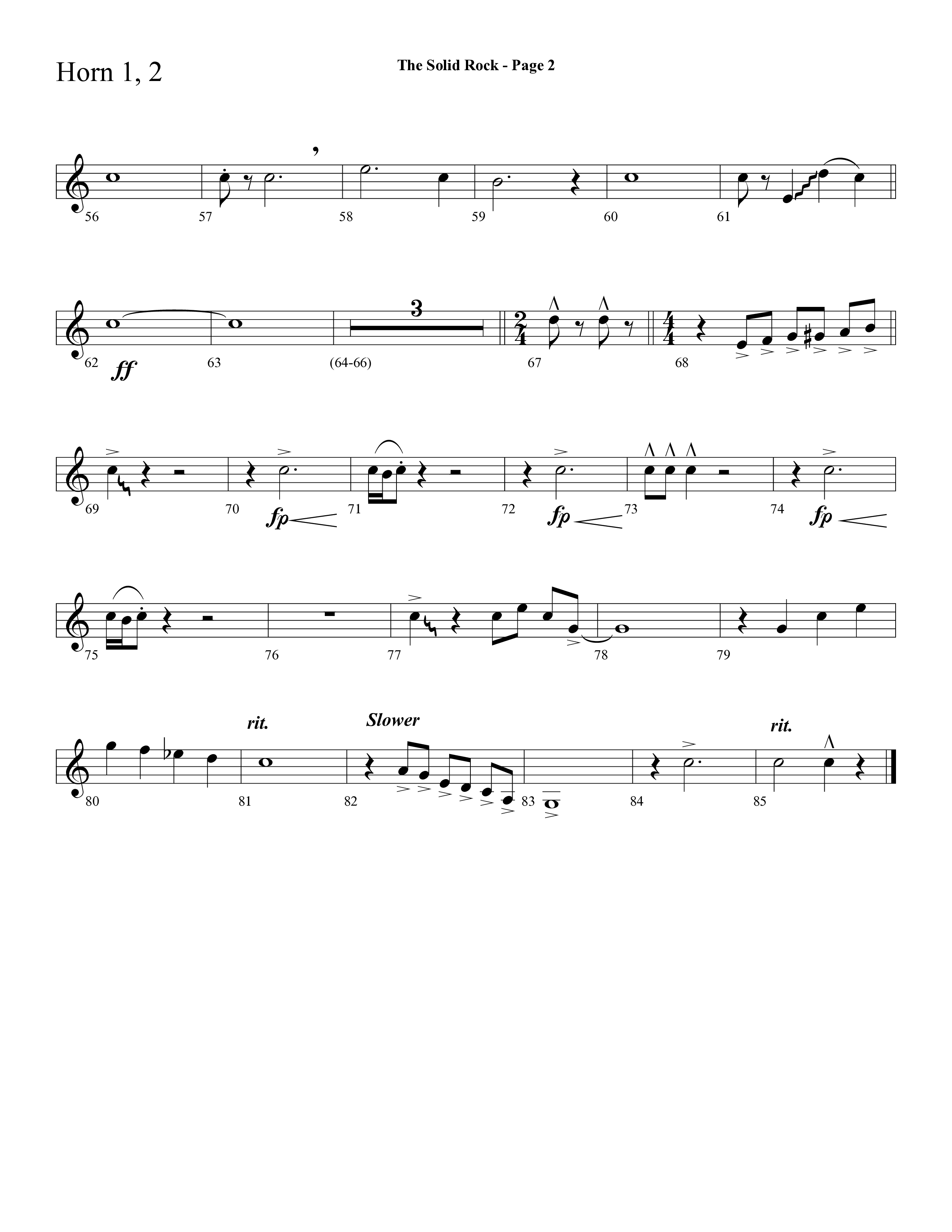 The Solid Rock (with How Firm A Foundation) (Choral Anthem SATB) French Horn 1/2 (Lifeway Choral / Arr. Dave Williamson)