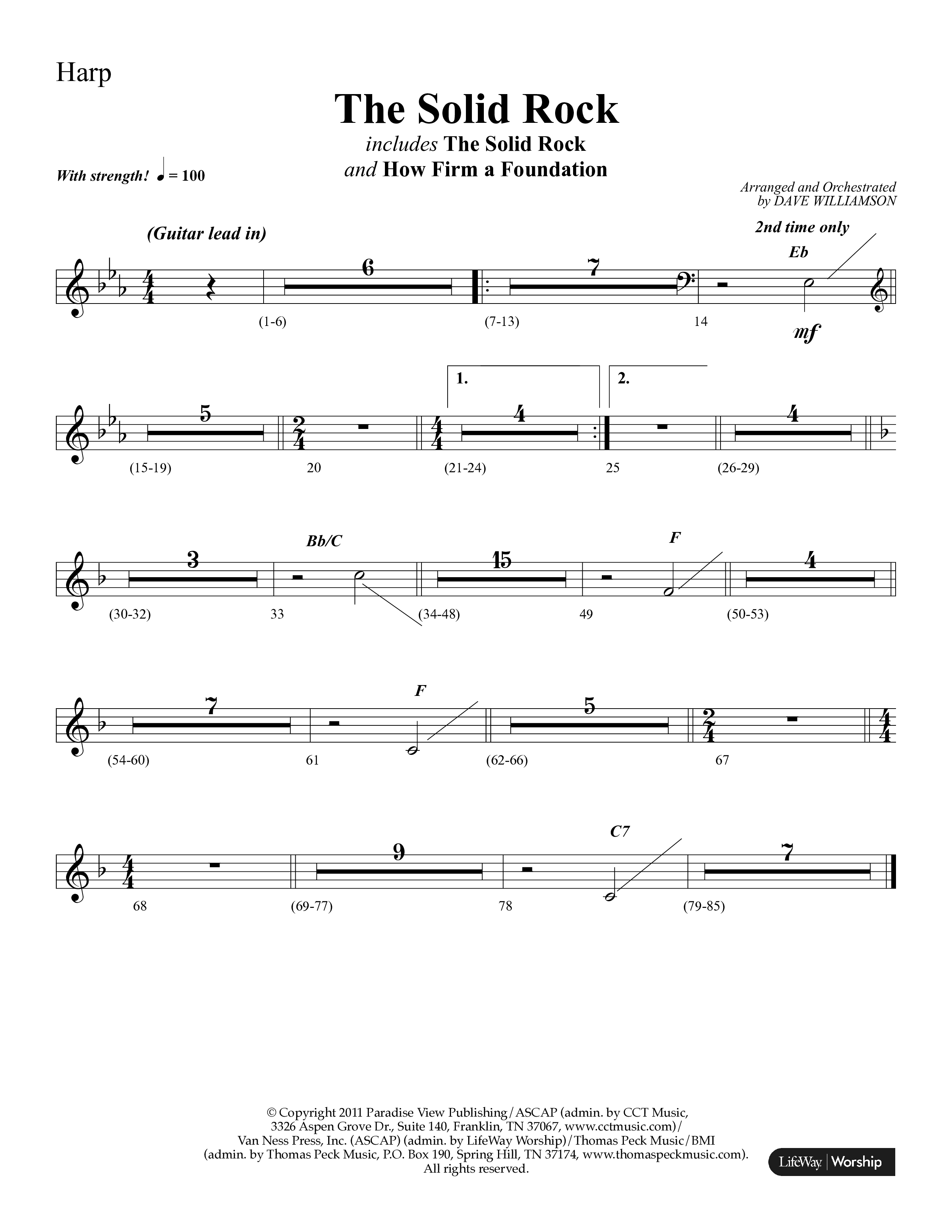 The Solid Rock (with How Firm A Foundation) (Choral Anthem SATB) Harp (Lifeway Choral / Arr. Dave Williamson)