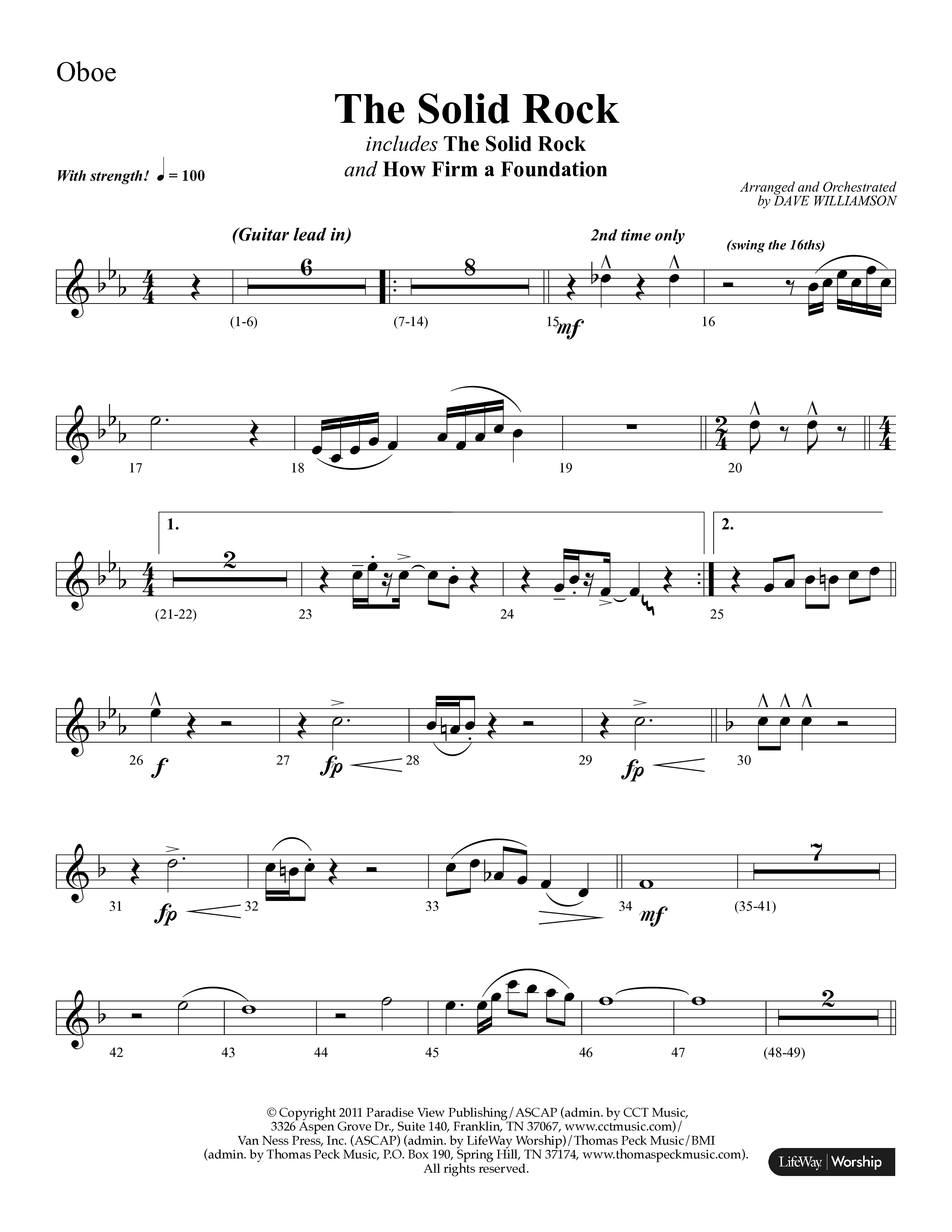 The Solid Rock (with How Firm A Foundation) (Choral Anthem SATB) Oboe (Lifeway Choral / Arr. Dave Williamson)