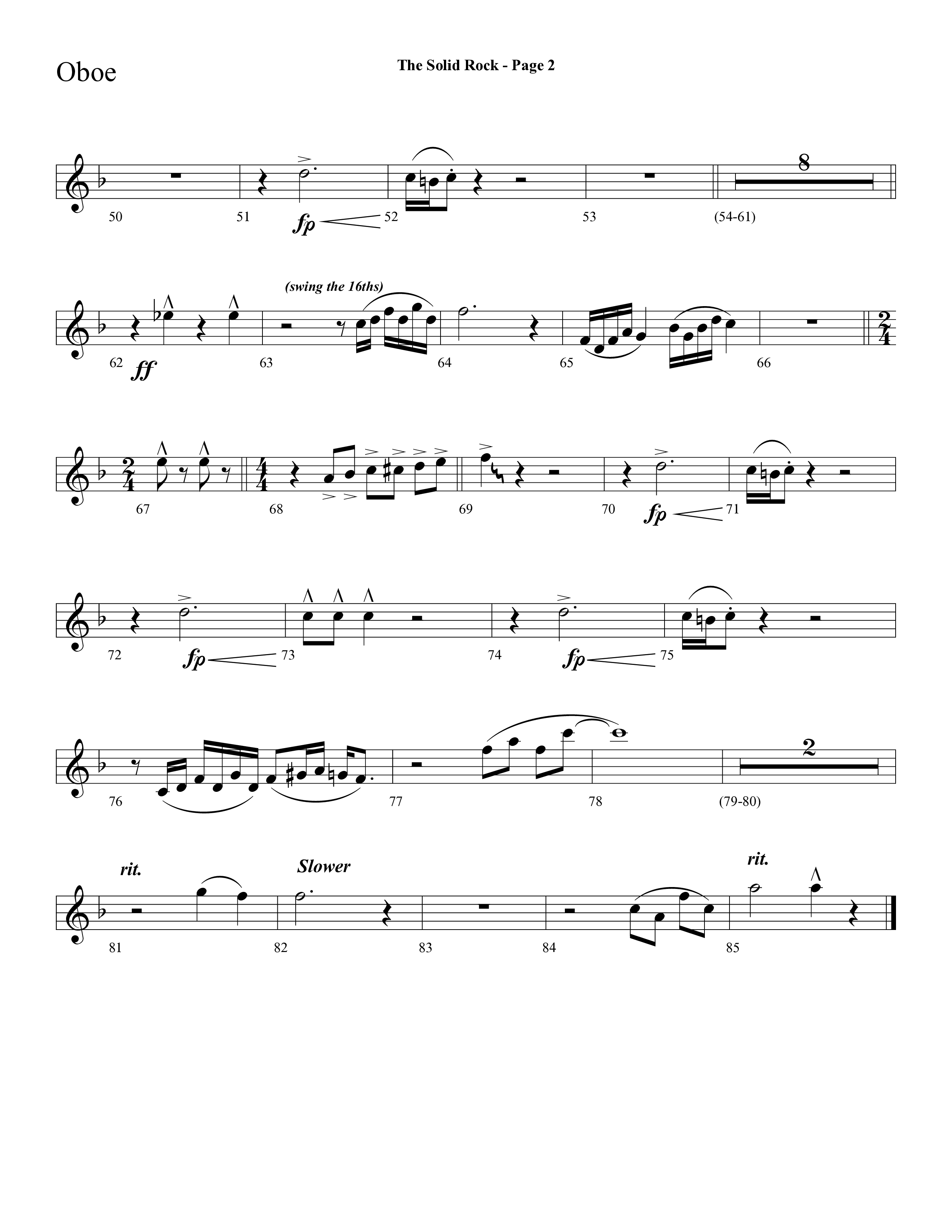 The Solid Rock (with How Firm A Foundation) (Choral Anthem SATB) Oboe (Lifeway Choral / Arr. Dave Williamson)