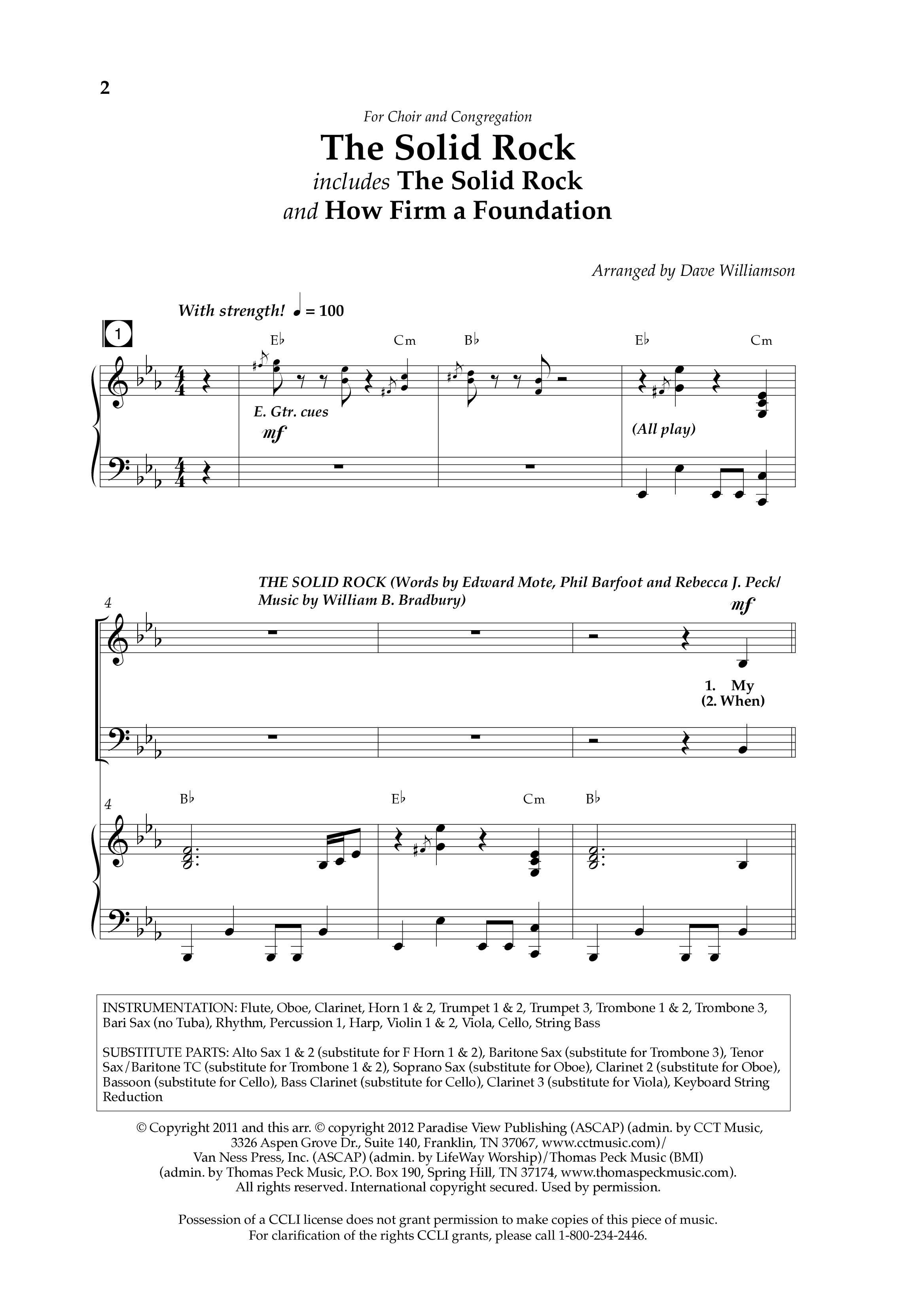 The Solid Rock (with How Firm A Foundation) (Choral Anthem SATB) Anthem (SATB/Piano) (Lifeway Choral / Arr. Dave Williamson)