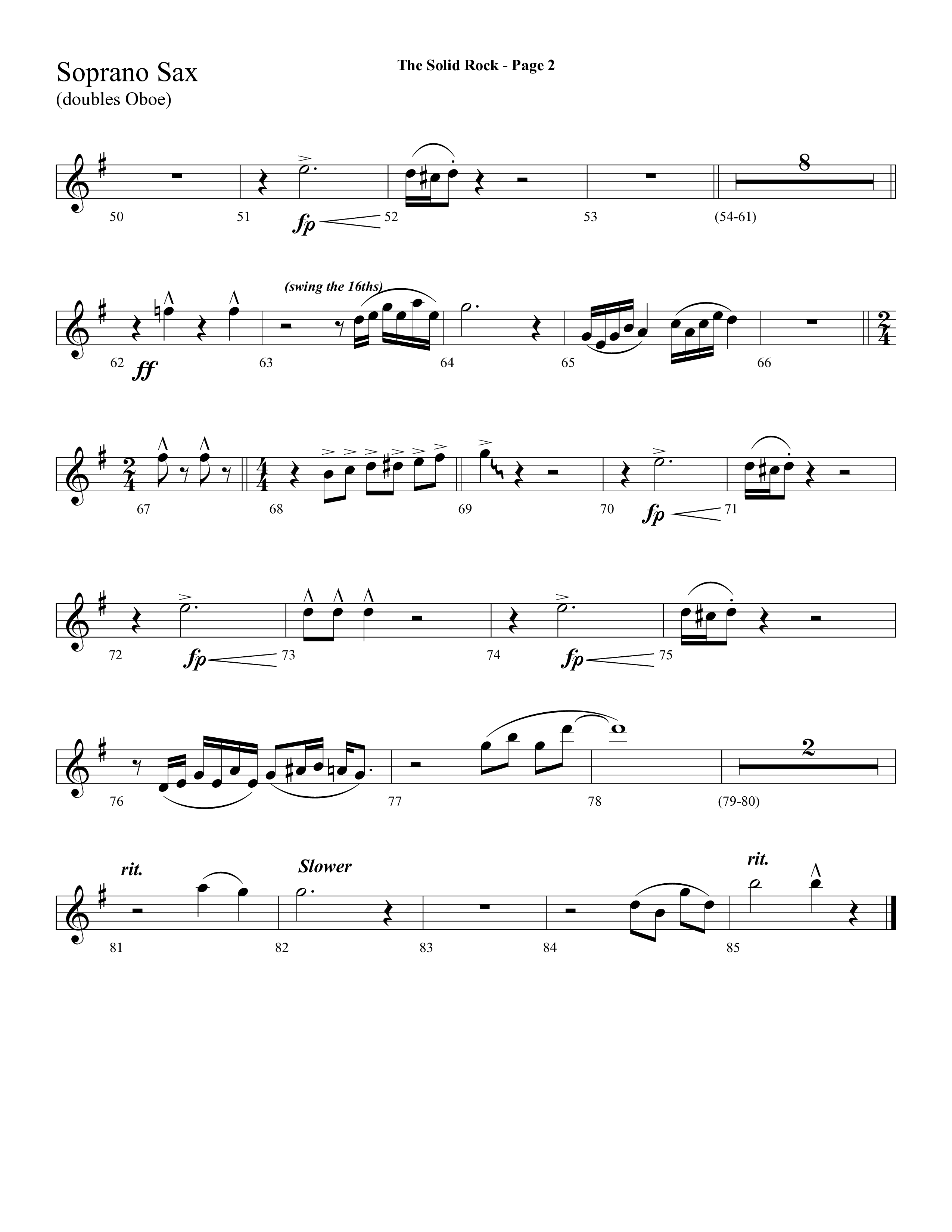 The Solid Rock (with How Firm A Foundation) (Choral Anthem SATB) Soprano Sax (Lifeway Choral / Arr. Dave Williamson)
