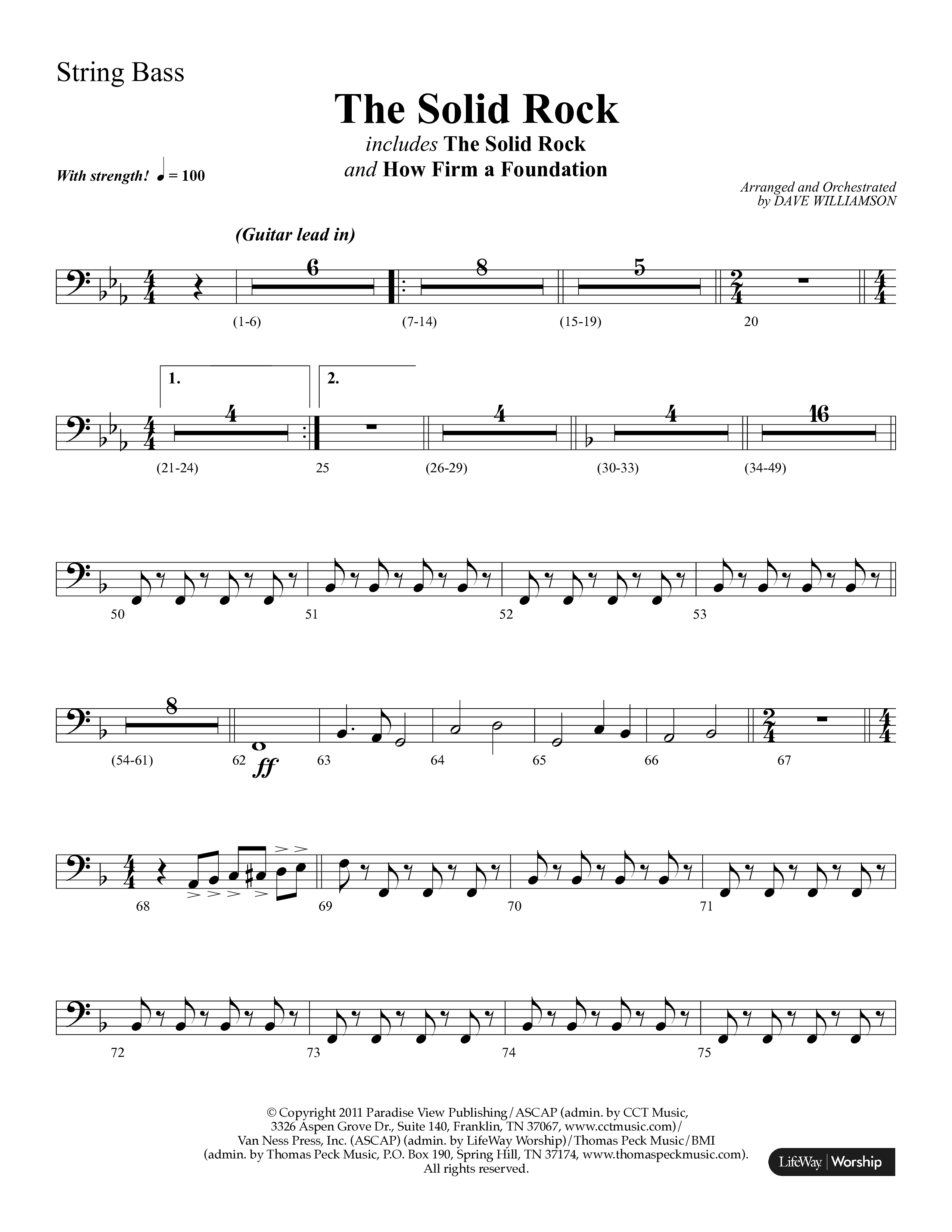 The Solid Rock (with How Firm A Foundation) (Choral Anthem SATB) String Bass (Lifeway Choral / Arr. Dave Williamson)