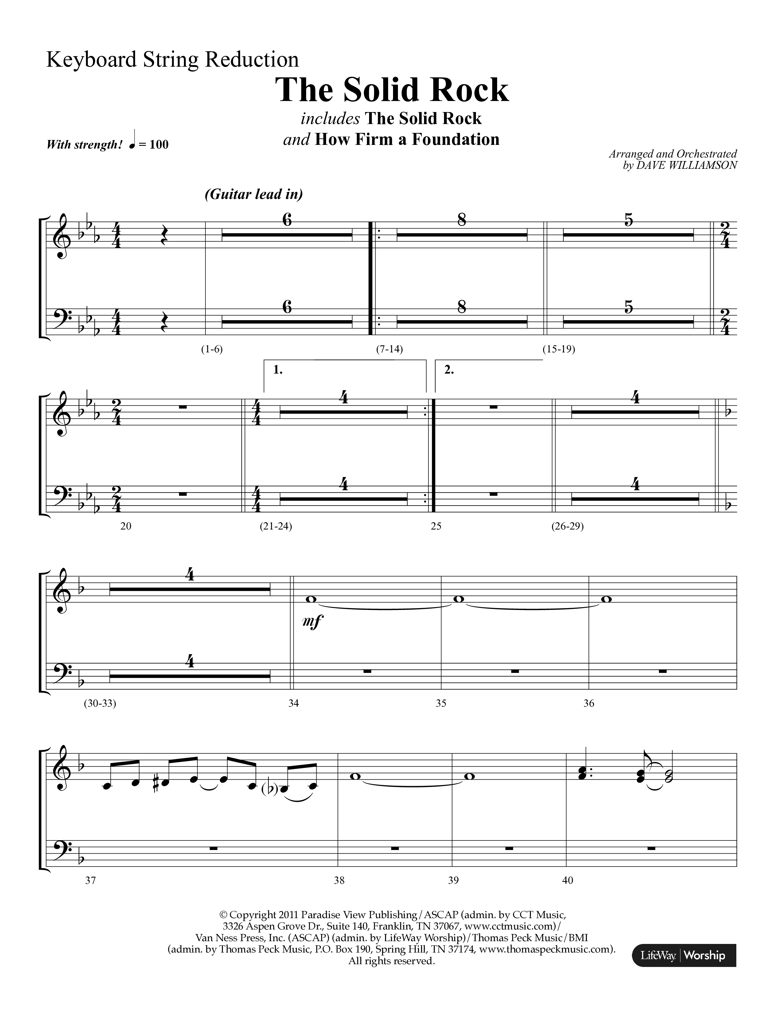 The Solid Rock (with How Firm A Foundation) (Choral Anthem SATB) String Reduction (Lifeway Choral / Arr. Dave Williamson)