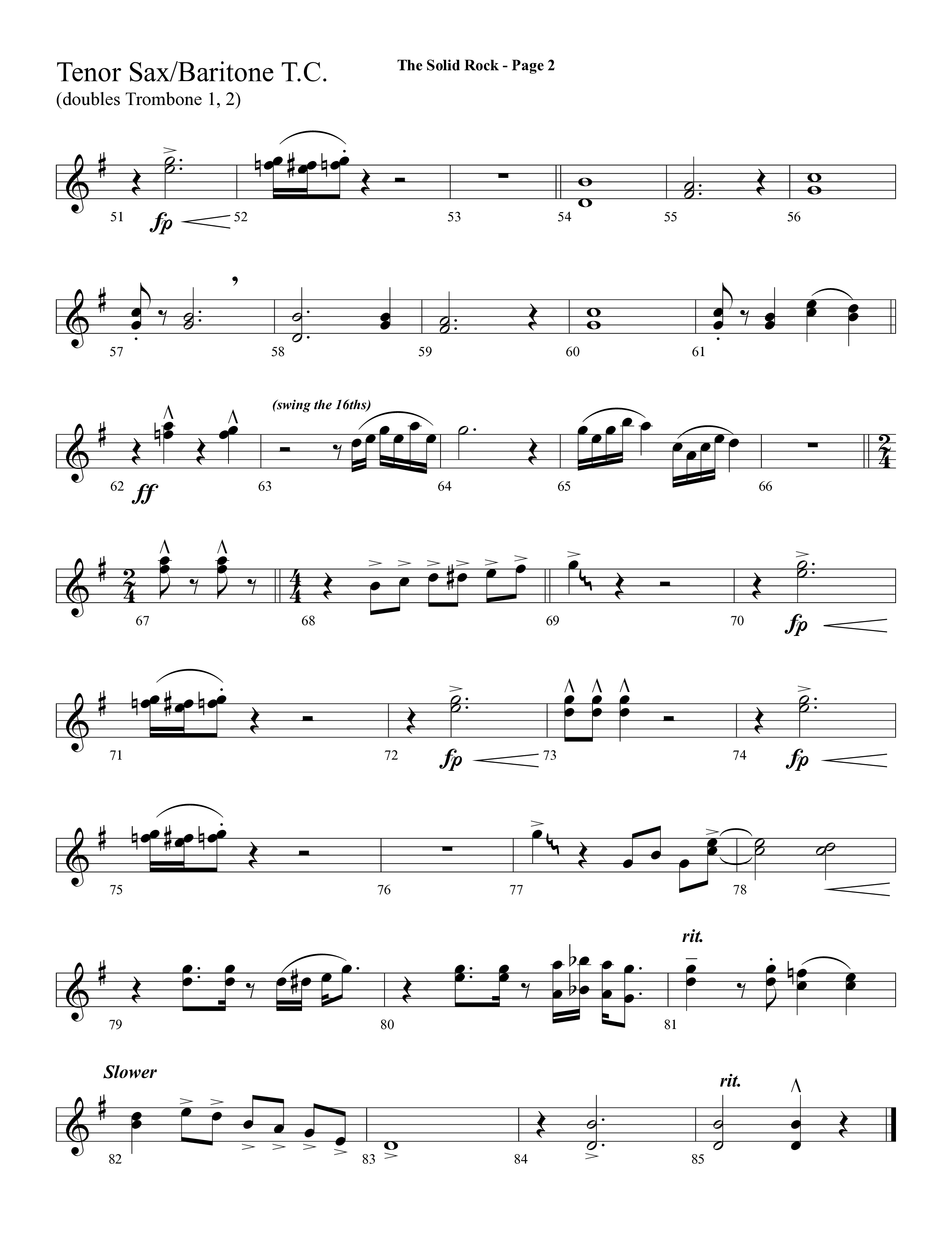 The Solid Rock (with How Firm A Foundation) (Choral Anthem SATB) Tenor Sax/Baritone T.C. (Lifeway Choral / Arr. Dave Williamson)
