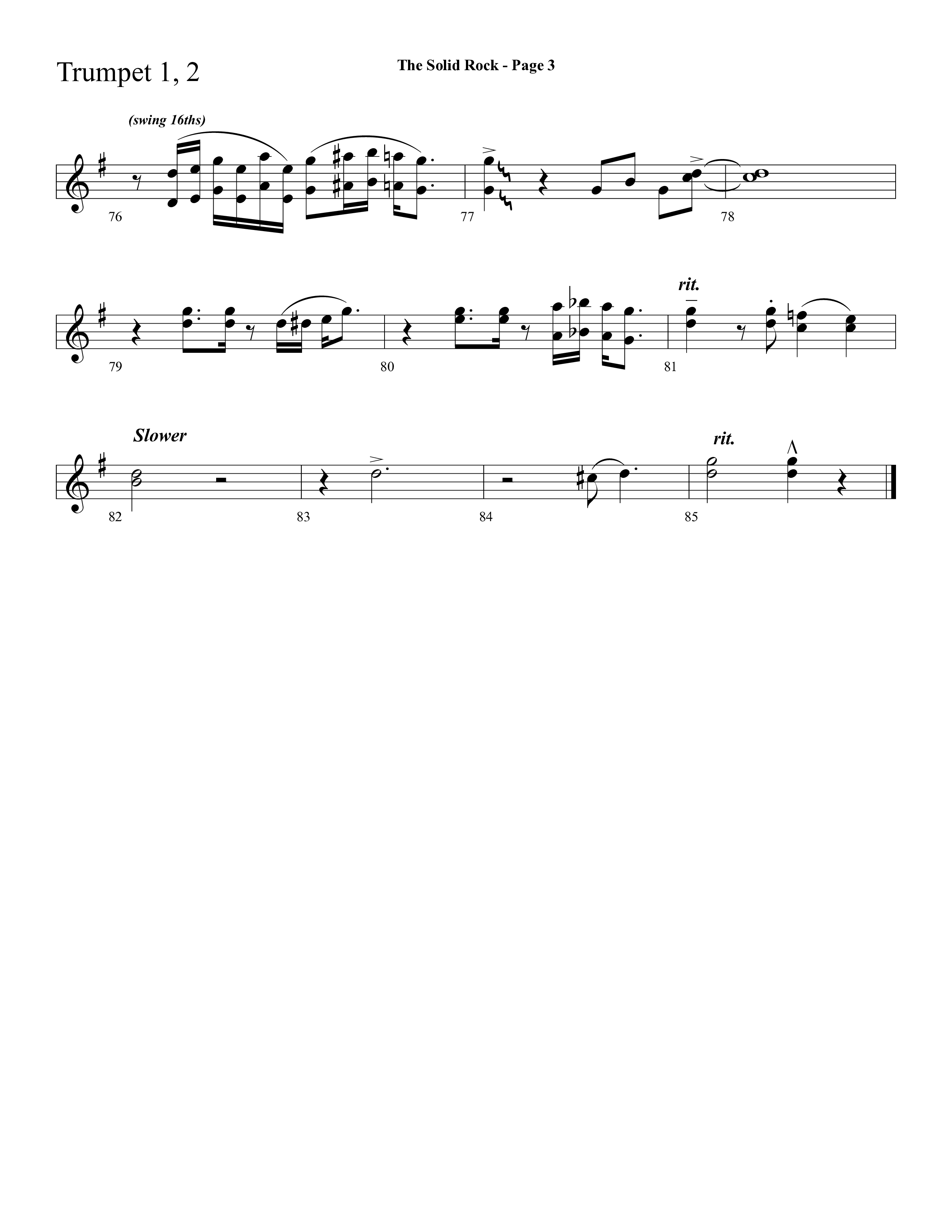The Solid Rock (with How Firm A Foundation) (Choral Anthem SATB) Trumpet 1,2 (Lifeway Choral / Arr. Dave Williamson)