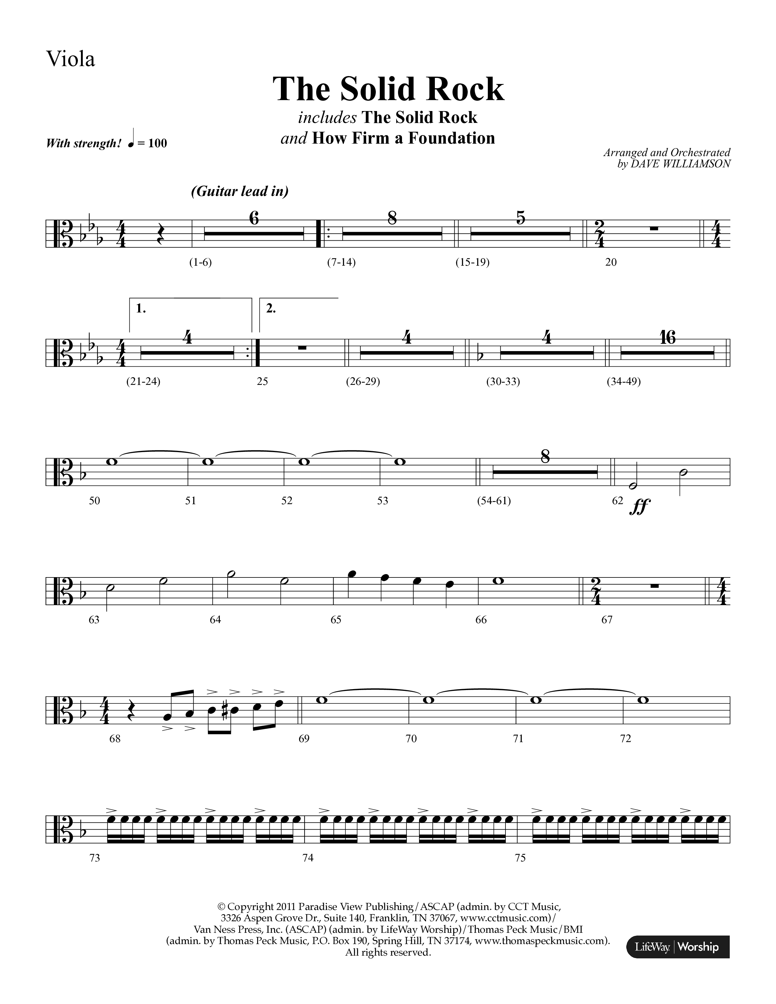 The Solid Rock (with How Firm A Foundation) (Choral Anthem SATB) Viola (Lifeway Choral / Arr. Dave Williamson)
