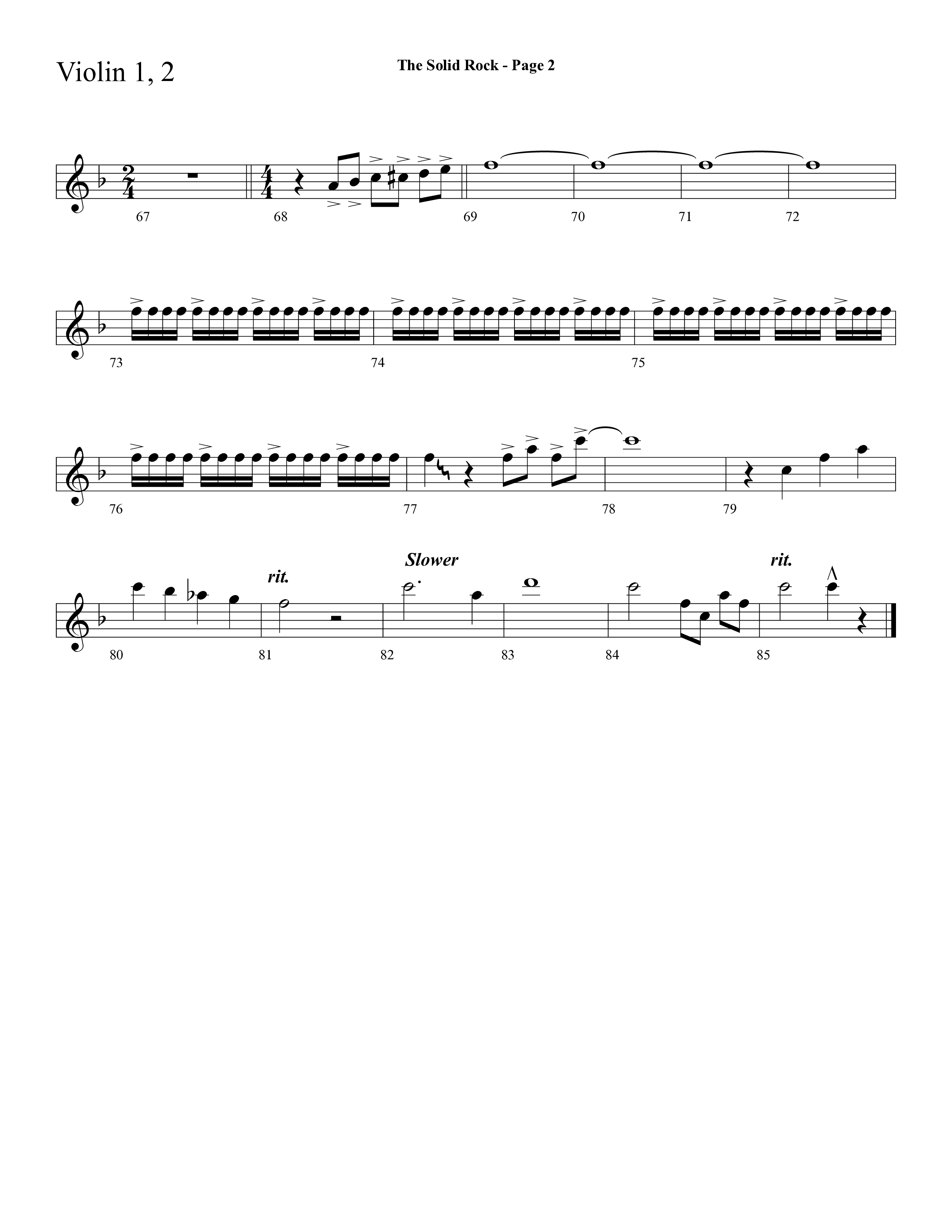 The Solid Rock (with How Firm A Foundation) (Choral Anthem SATB) Violin 1/2 (Lifeway Choral / Arr. Dave Williamson)