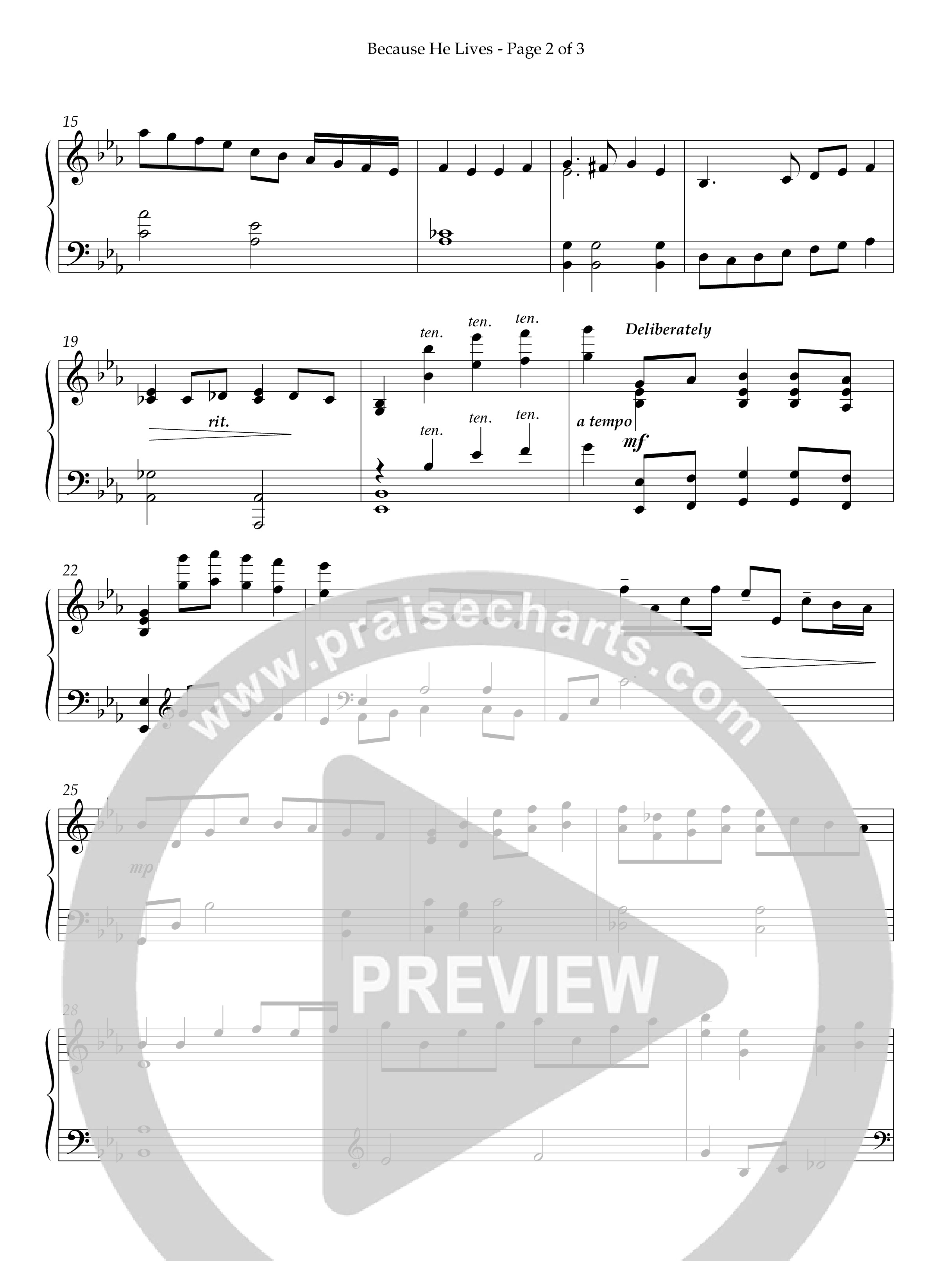 Because He Lives (Instrumental) Piano Sheet (Lifeway Worship / Arr. Stan Pethel)