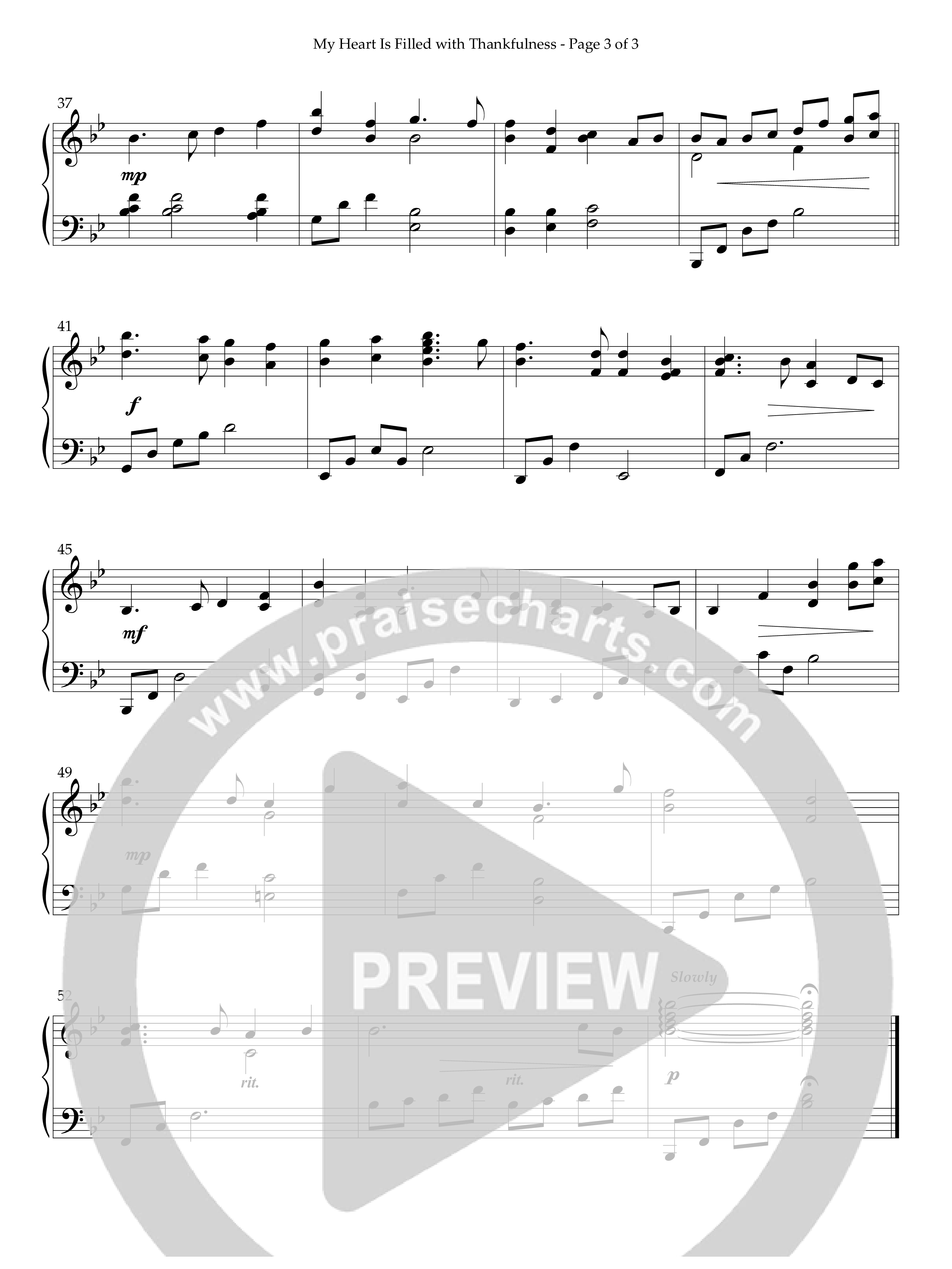 My Heart Is Filled With Thankfulness (Instrumental) Piano Sheet (Lifeway Worship / Arr. Richard Kingsmore)