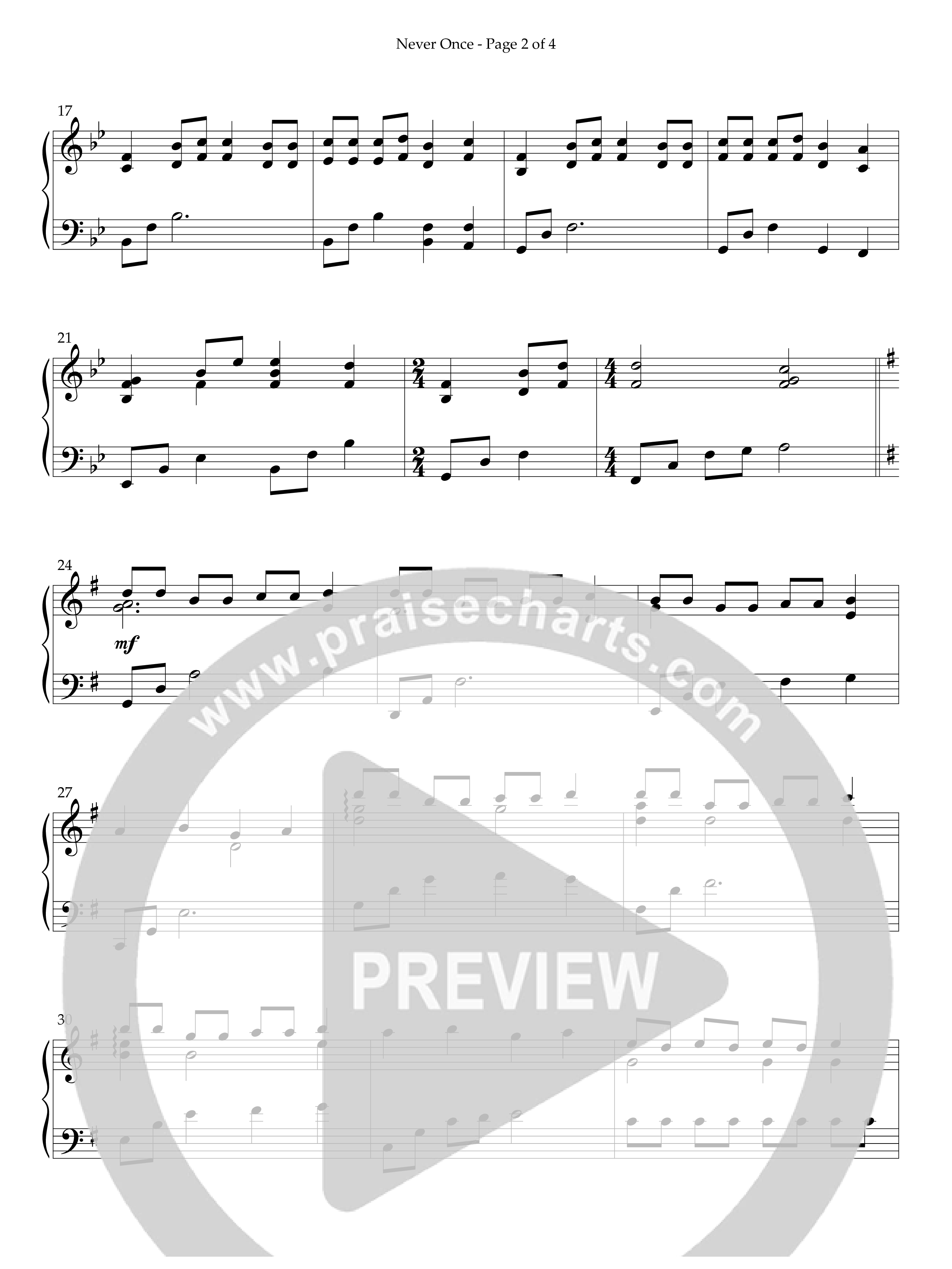 Never Once (Instrumental) Piano Solo (Lifeway Worship / Arr. Richard Kingsmore)