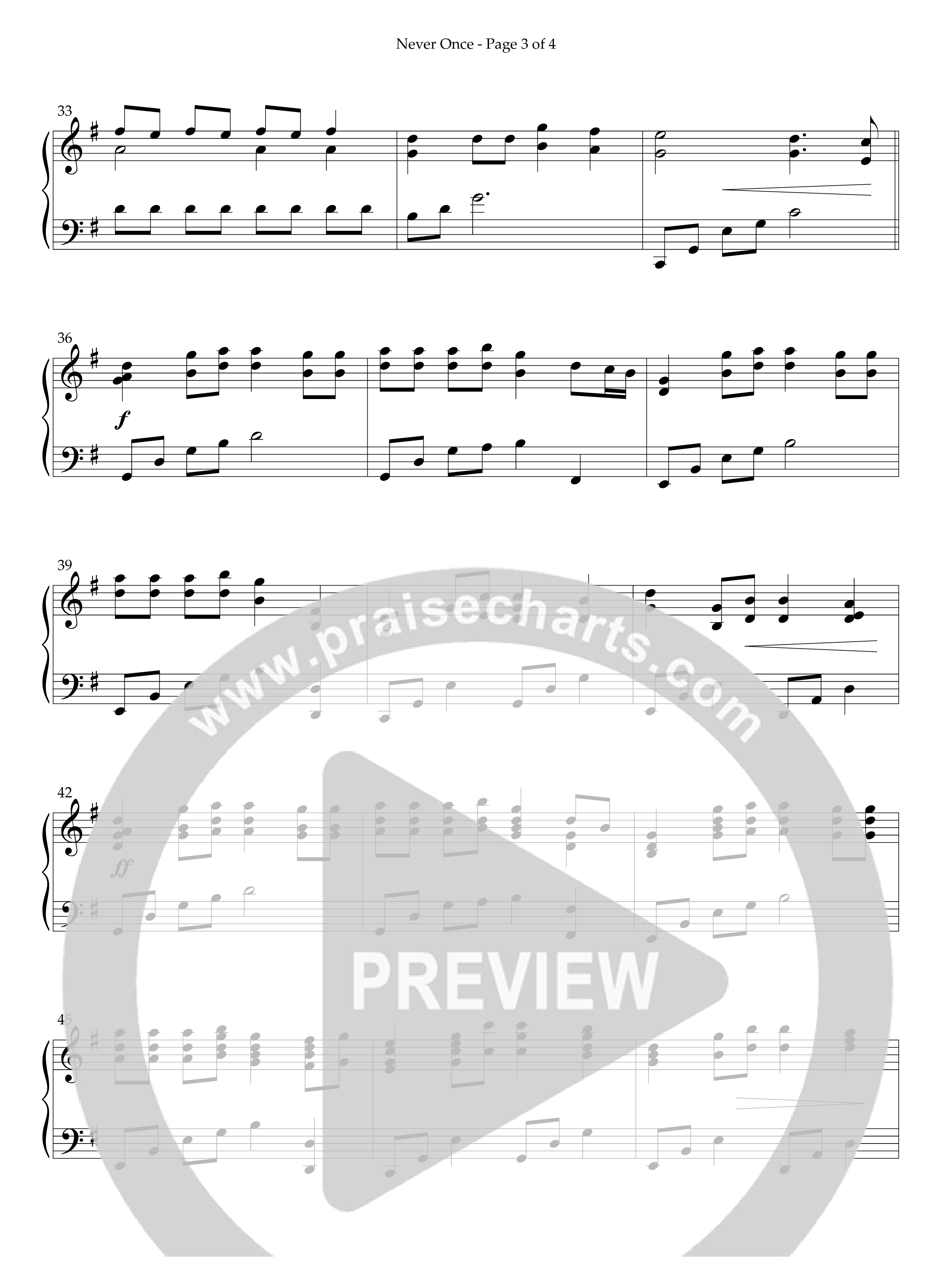 Never Once (Instrumental) Piano Solo (Lifeway Worship / Arr. Richard Kingsmore)