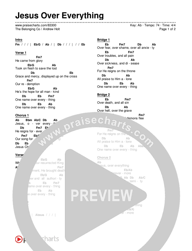 Jesus Over Everything Chords & Lyrics (The Belonging Co / Andrew Holt)